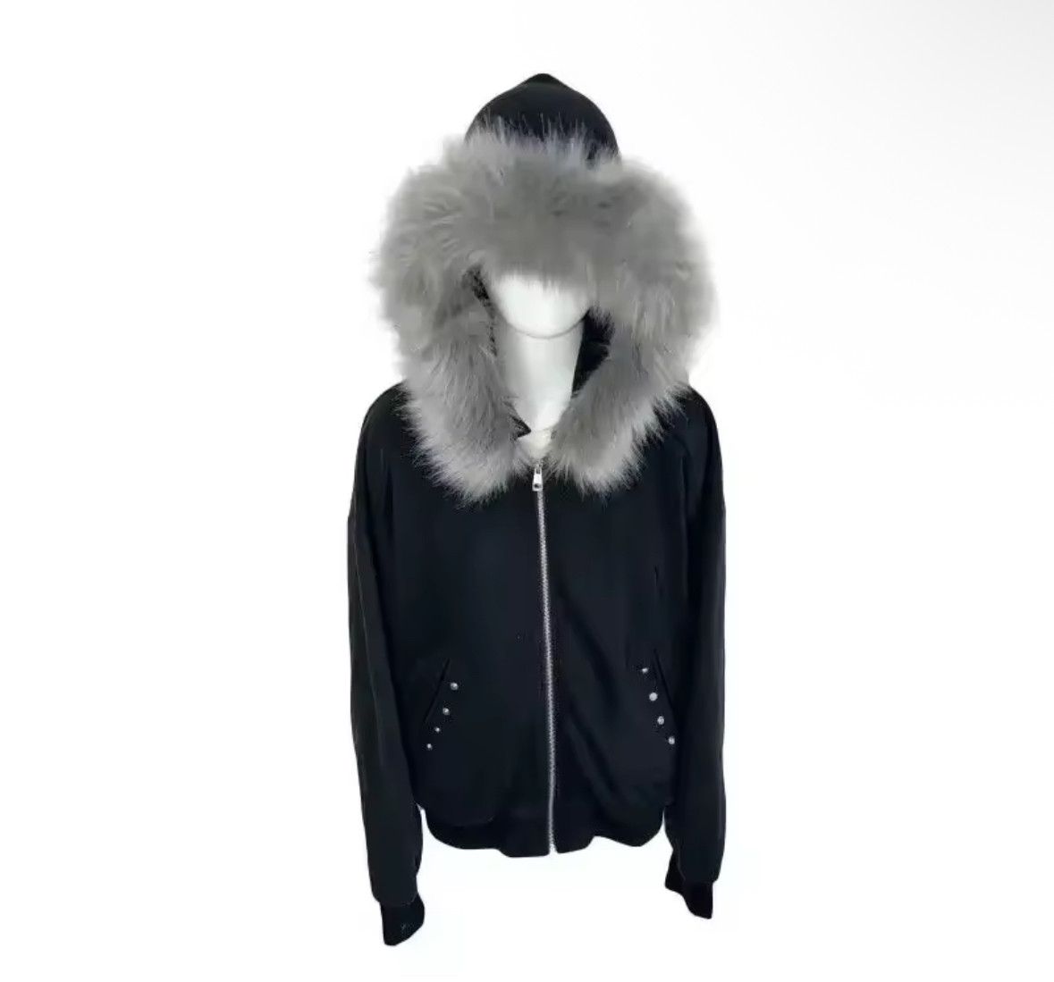 Other High Street Rare Y2K Hip Hop Gray Fur Hoodie Sweatshir Size US L / EU 52-54 / 3 - 2 Thumbnail