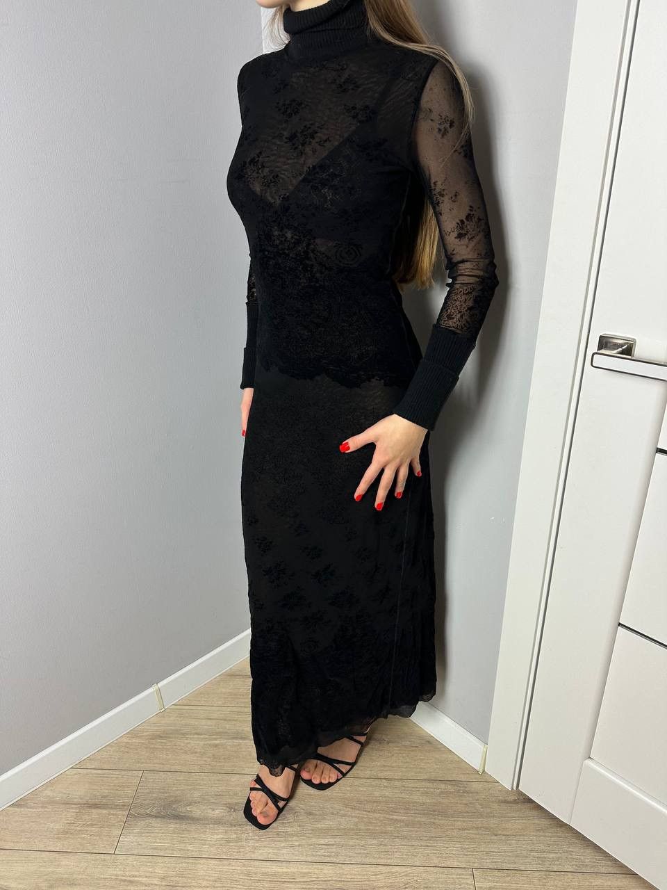 Jean Paul Gaultier Jean Paul Gaultier Sheer Mesh Velvet Pattern Maxi Dress Size S / US 4 / IT 40 - 1 Thumbnail