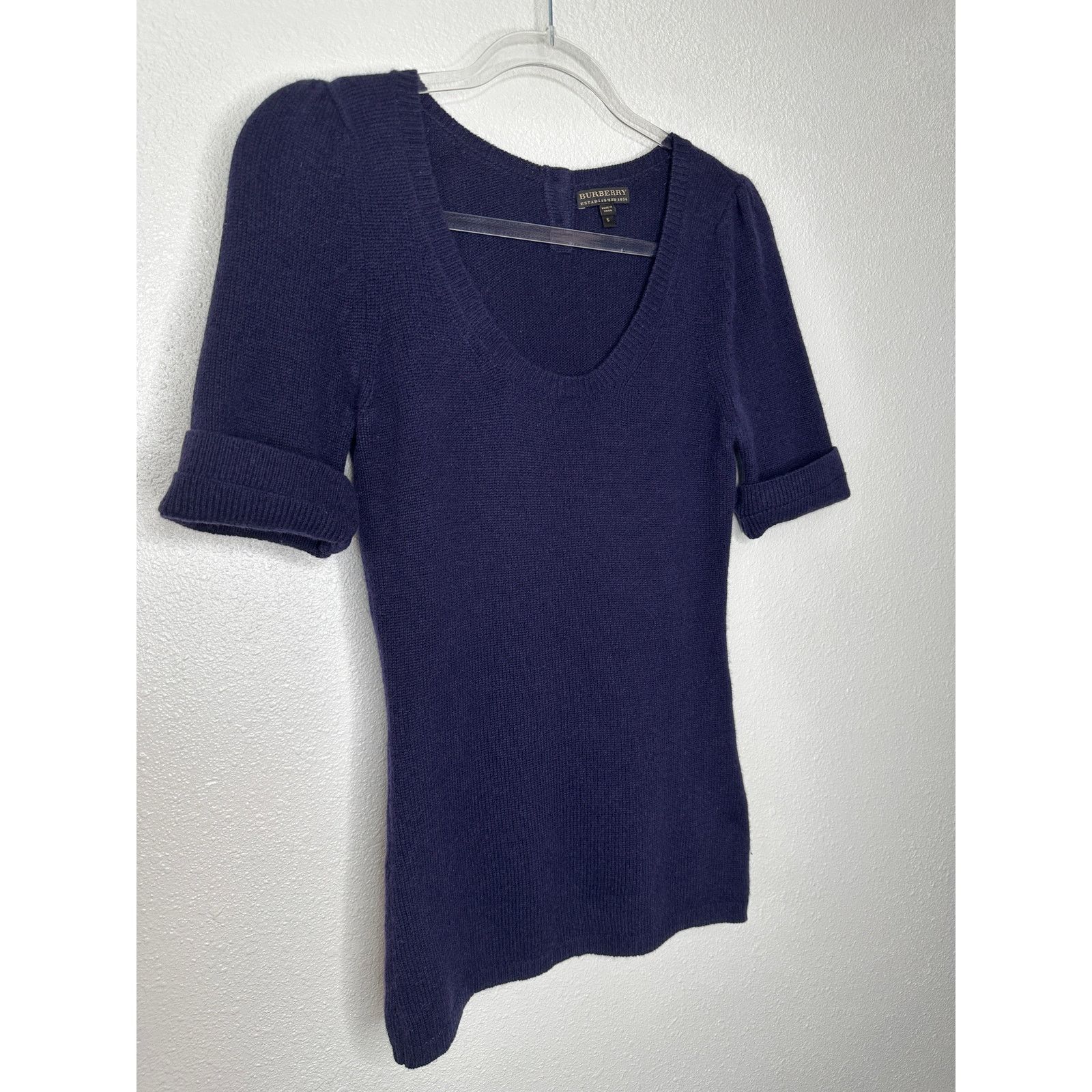 Burberry Burberry Dark Purple Round Neck Cuffed Button Neck Sweater Size S / US 4 / IT 40 - 5 Thumbnail
