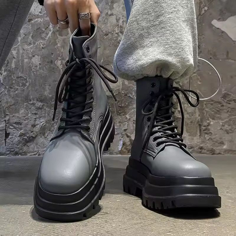 Japanese Brand Thick Soled High Top Men Pu Leather Boots Size US 6 / EU 39 - 5 Thumbnail