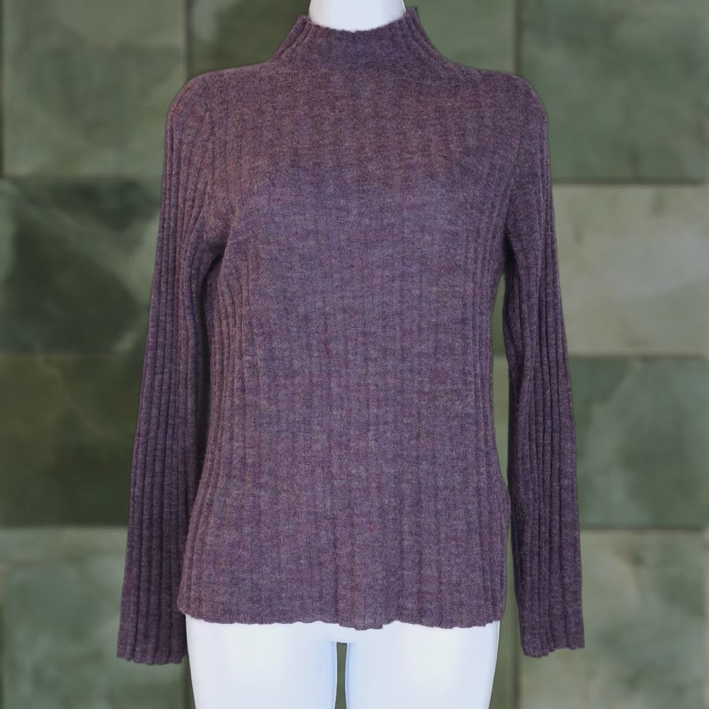 Madewell Madewell Sweater Womens Medium Purple Alpaca Mock Neck Ribbed Knit Pullover Size M / US 6-8 / IT 42-44 - 1 Thumbnail