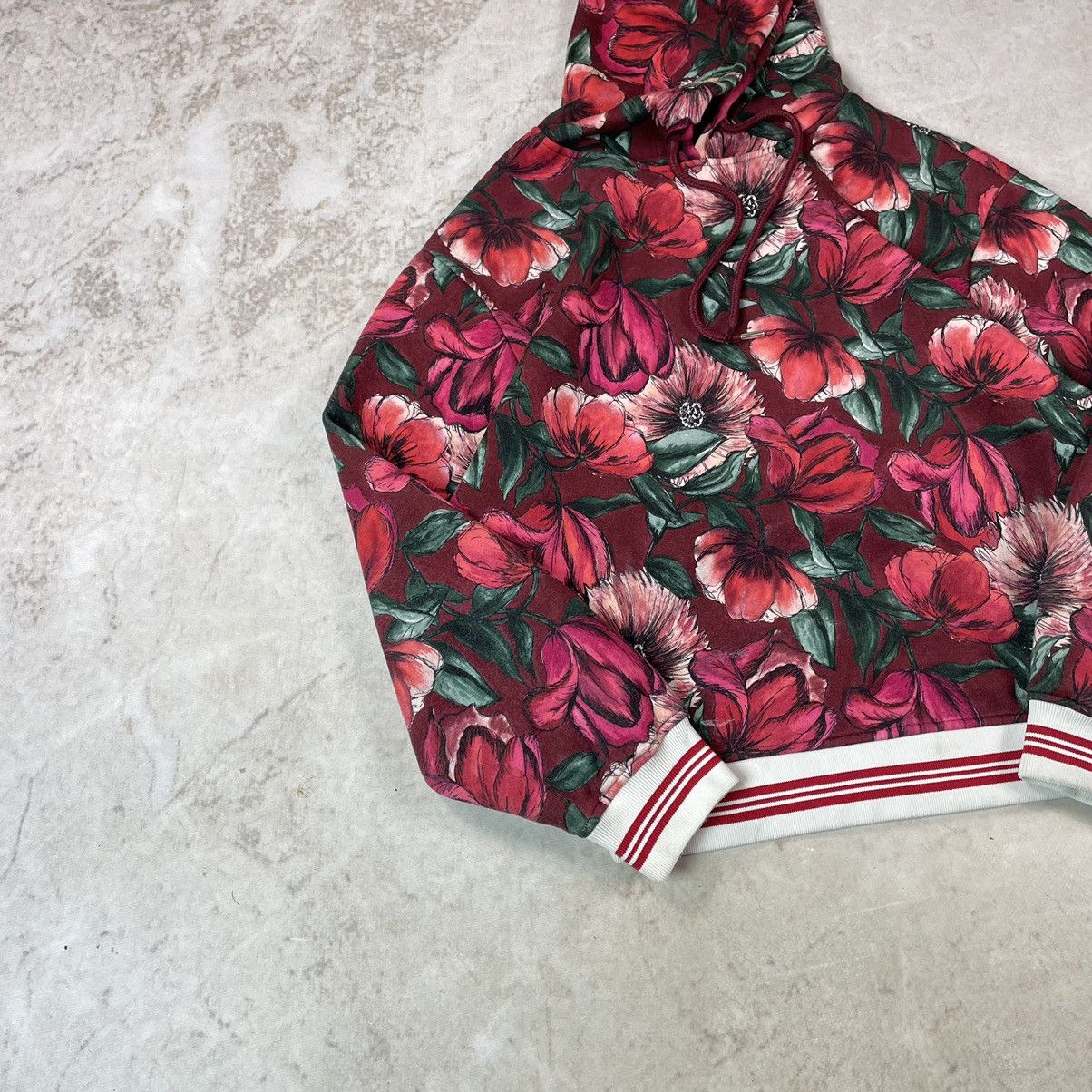 Sandro Sandro Paris Floral Print Viscose Burgundy Hoodie Size XS / US 0-2 / IT 36-38 - 3 Thumbnail
