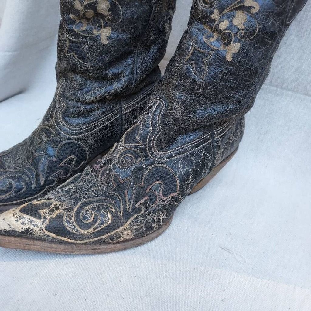 Corral Corral lizard skin black snip toe cowgirl boots sz 7.5 M Size US 7.5 / IT 37.5 - 3 Thumbnail