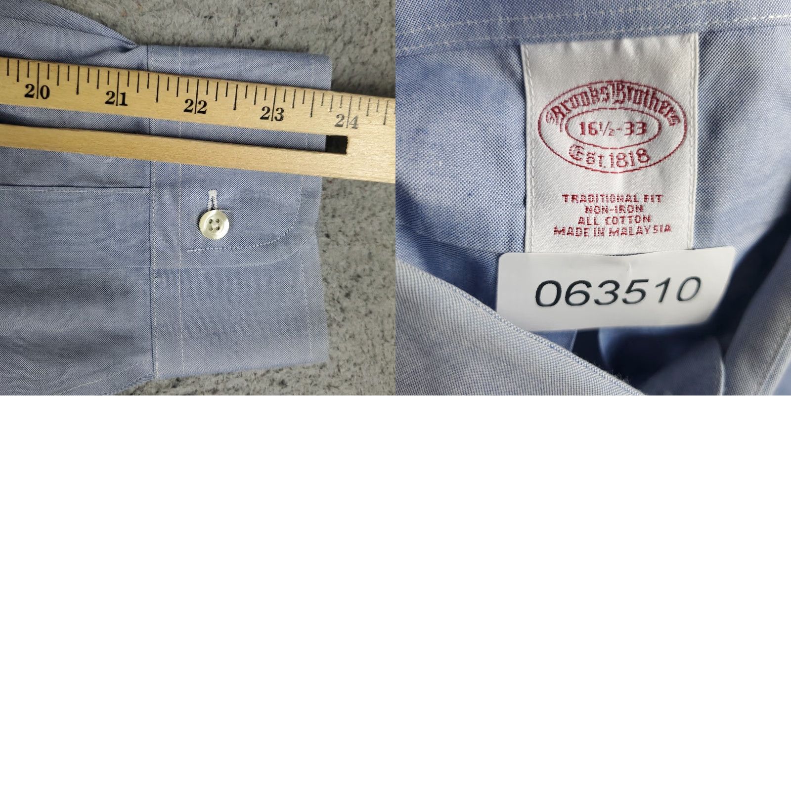 Brooks Brothers Brooks Brothers Dress Shirt Mens 16.5 Blue Long Sleeve Button-Down Regular Fit Size 42R - 8 Thumbnail
