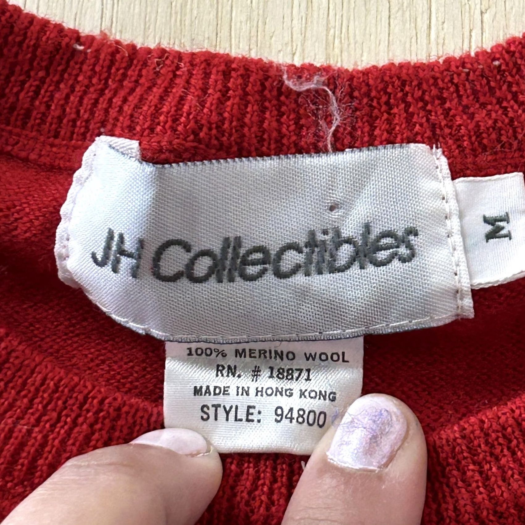 Vintage VINTAGE JH Collectibles Sweater Womens Medium Red Merino Wool Knit Button Cuff Size M / US 6-8 / IT 42-44 - 3 Thumbnail