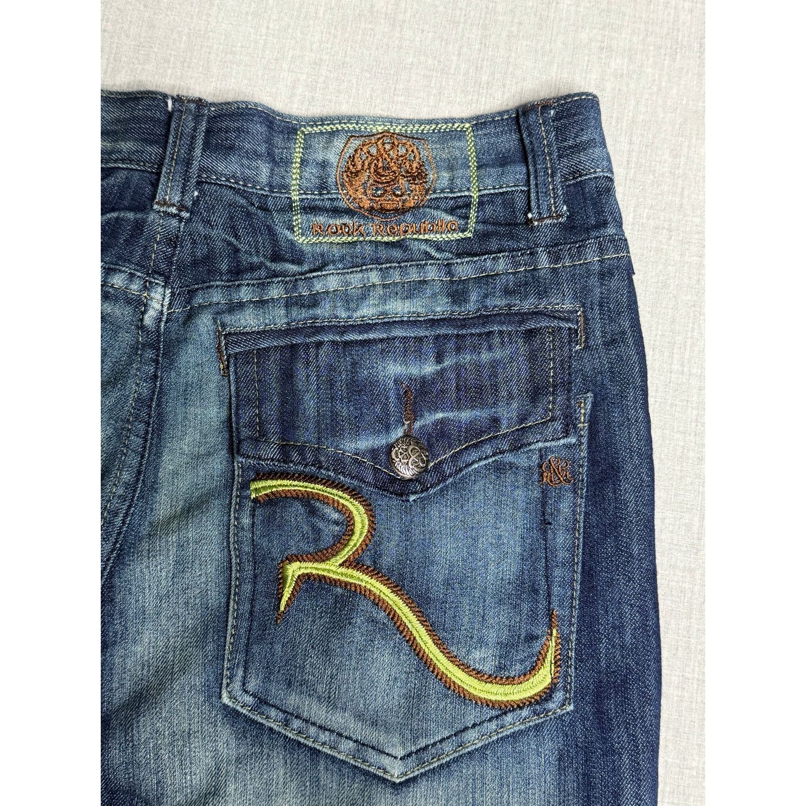Rock & Republic Rock & Republic Embroidered Pocket Flap Jeans 32x32 Size US 32 / EU 48 - 5 Thumbnail