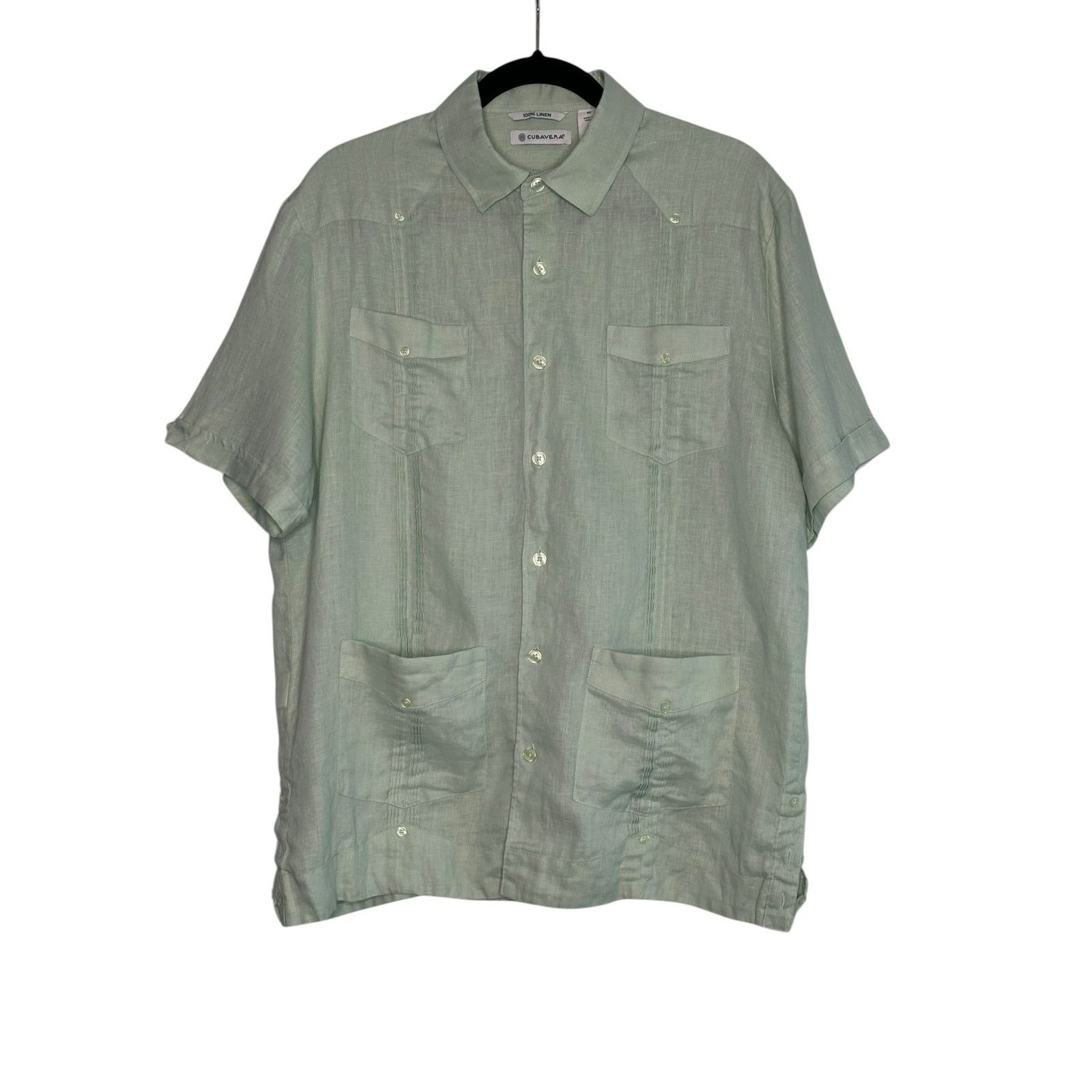Cubavera Cubavera light green linen short sleeves shirt size medium Size US M / EU 48-50 / 2 - 1 Thumbnail