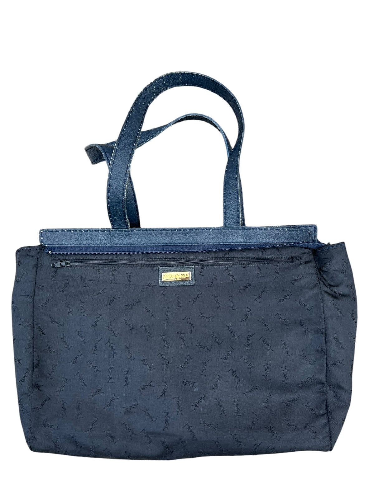 Leather VTG 80s 90s YSL Distress Patina Scratches Leather Tote Bag Size ONE SIZE - 22 Thumbnail