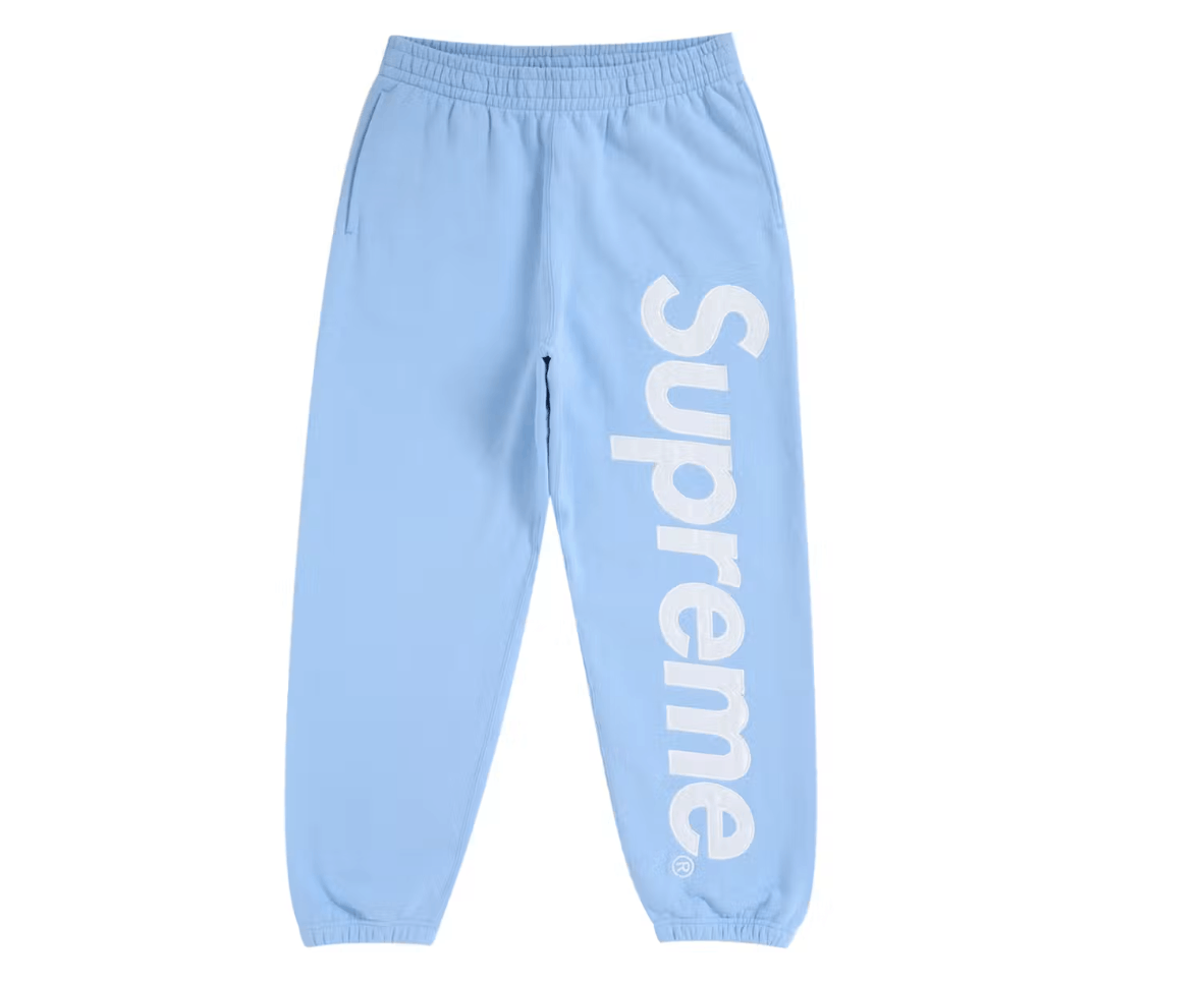 Supreme Satin Applique Sweatpant FW24 Light Blue (L)