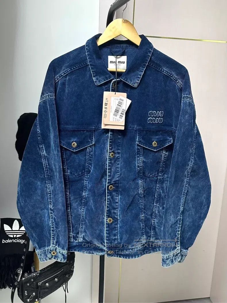 Miu Miu Miu Miu 42 Logo corduroy jacket coat Size L / US 10 / IT 46 - 1 Thumbnail