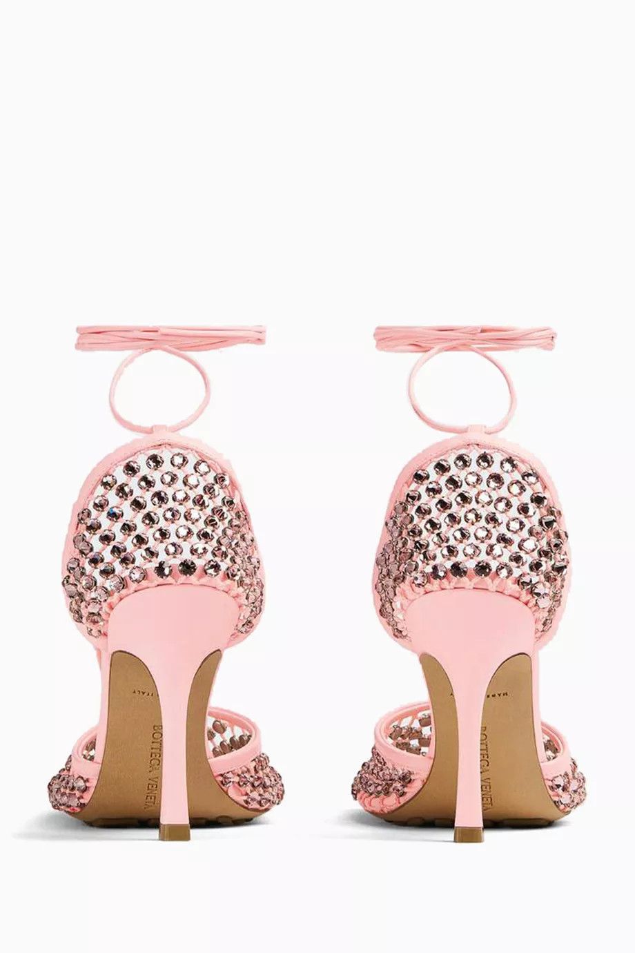 Bottega Veneta o1bcso1str0924 Sparkle Stretch Lace- Up Sandal in Pink Size US 6.5 / IT 36.5 - 3 Thumbnail