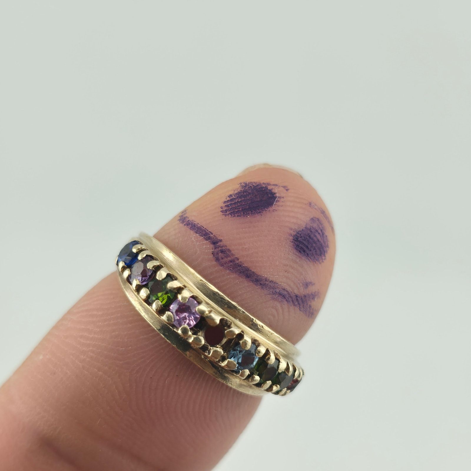 Other 10K Yellow Gold Multi Gemstone Ring 6.5 VTG Missing Stone Size ONE SIZE - 1 Thumbnail