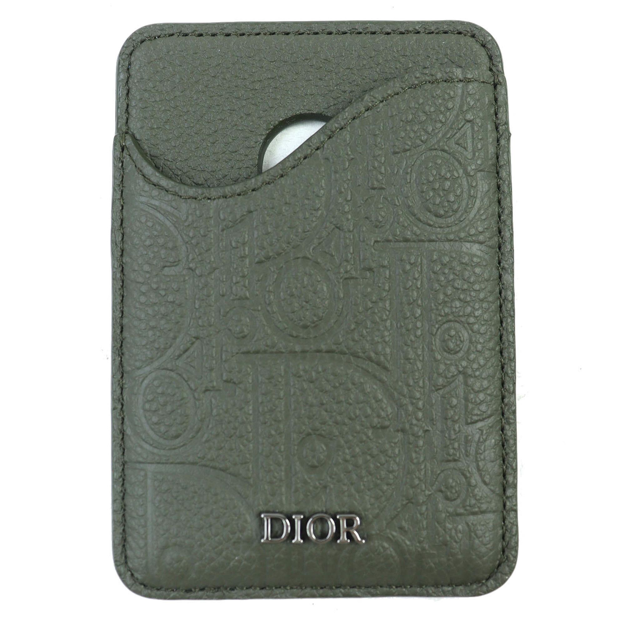 Dior Christian Dior DIOR SADDLE Logo Magnet Gravity Leather Card Holder/Card Case, Khaki, with Dust Bag, Made in Italy, Women's, 2ADCH168FLG Size ONE SIZE - 1 Thumbnail