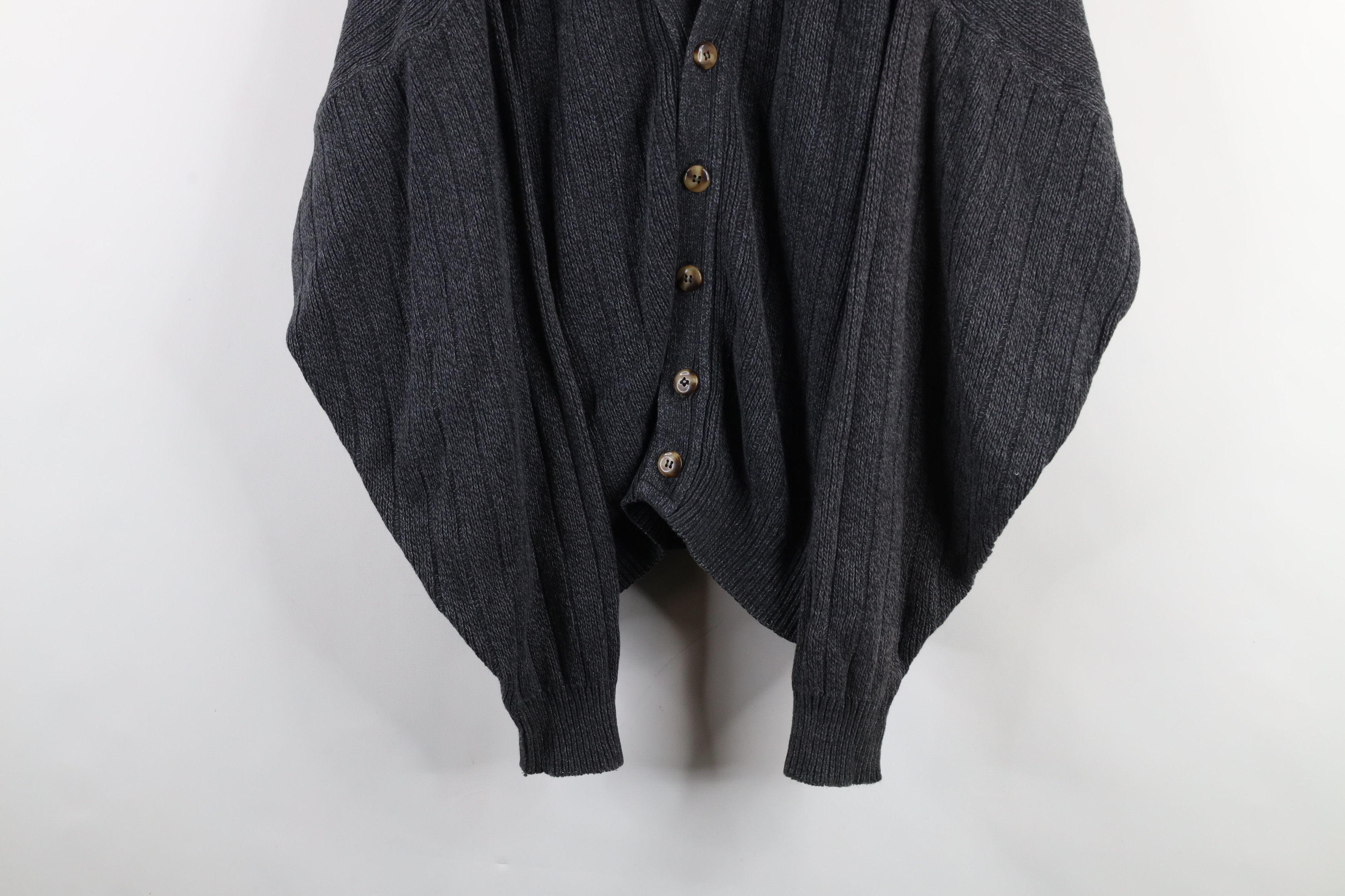 Vintage Vintage 90s Streetwear Ribbed Knit Cardigan Sweater Gray Size US L / EU 52-54 / 3 - 3 Thumbnail