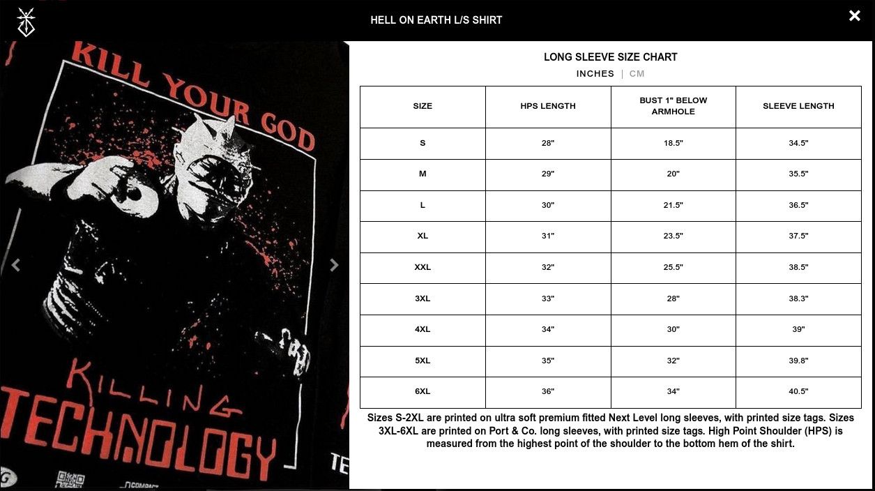 GOTHBOICLIQUE Kill Your God 'HELL ON EARTH' Long Sleeve T-Shirt Size US M / EU 48-50 / 2 - 8 Thumbnail