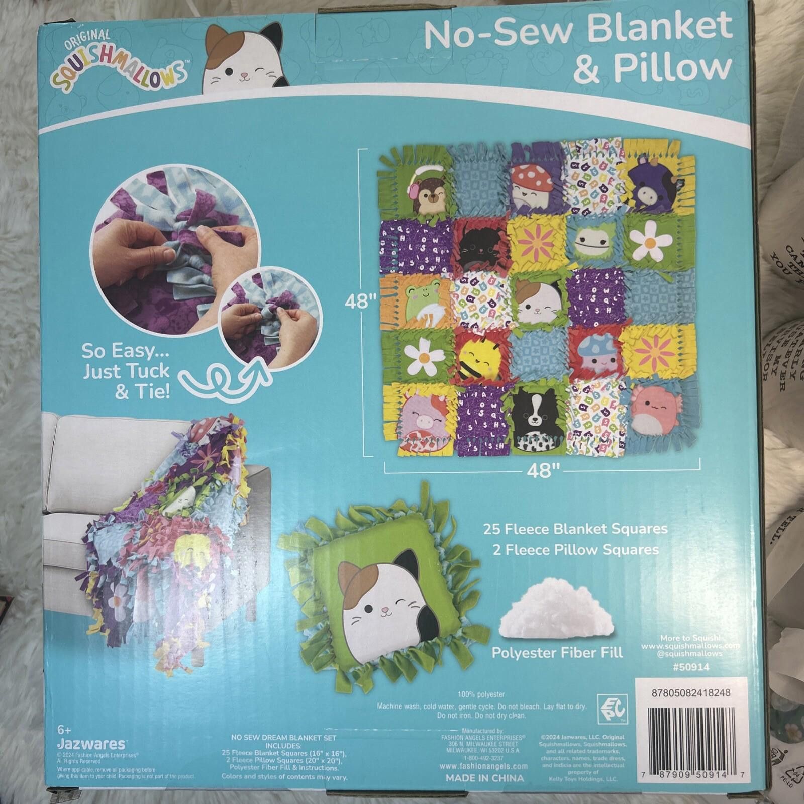Designer Squishmallows No-Sew Blanket Kit Set Assorted Polar Angels Size ONE SIZE - 7 Thumbnail