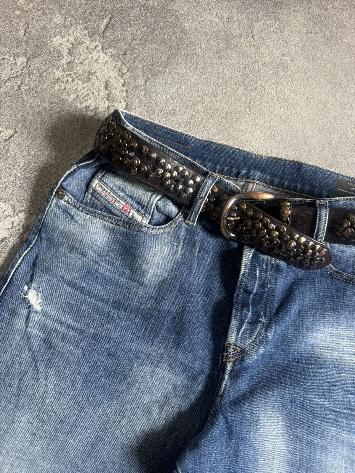 If Six Was Nine Retro leather metal rhinestones belt Y2K L.G.B. 90s opium Size ONE SIZE - 2 Thumbnail