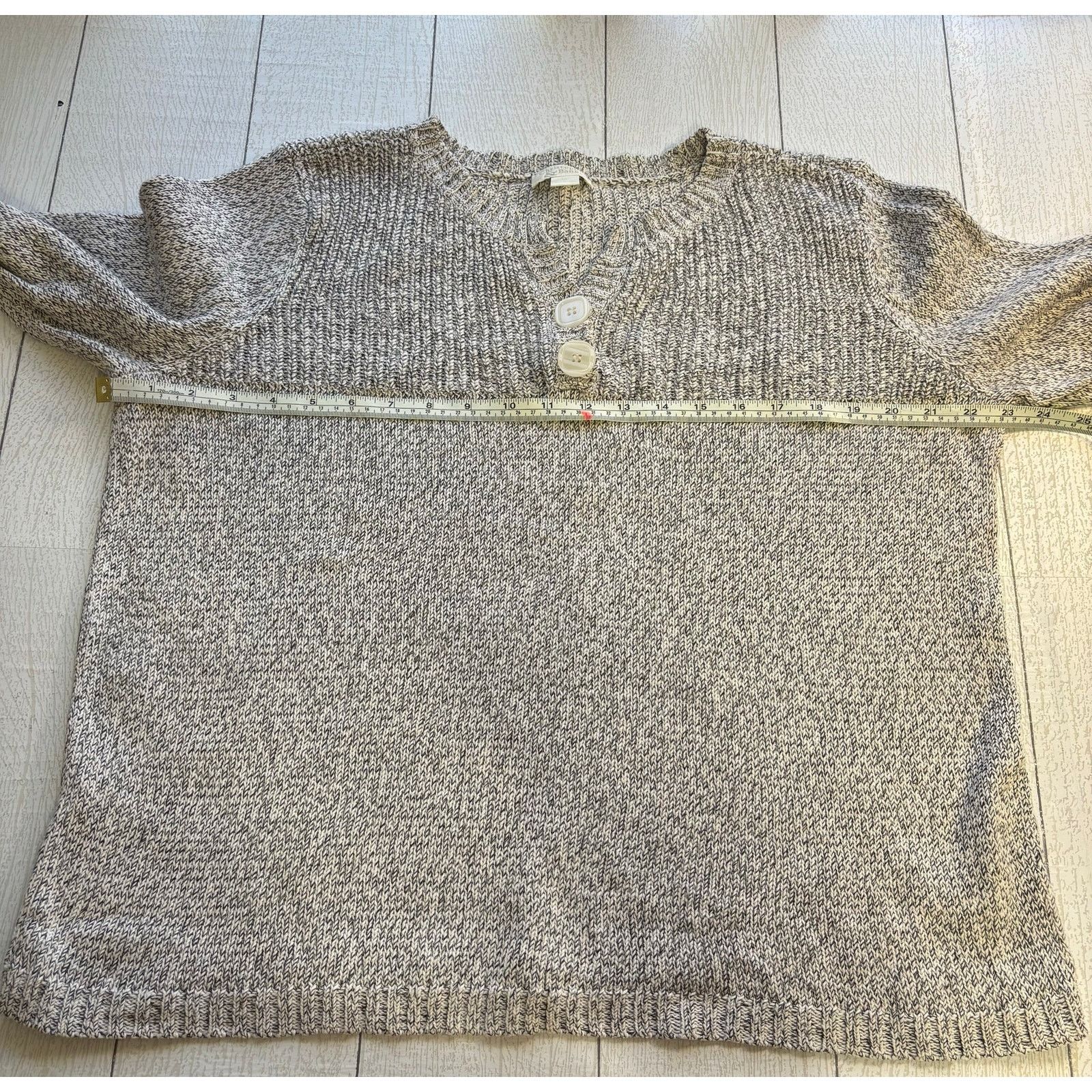 Other Christopher & Banks Gray Marled Henley Sweater XL Size XL / US 12-14 / IT 48-50 - 9 Thumbnail