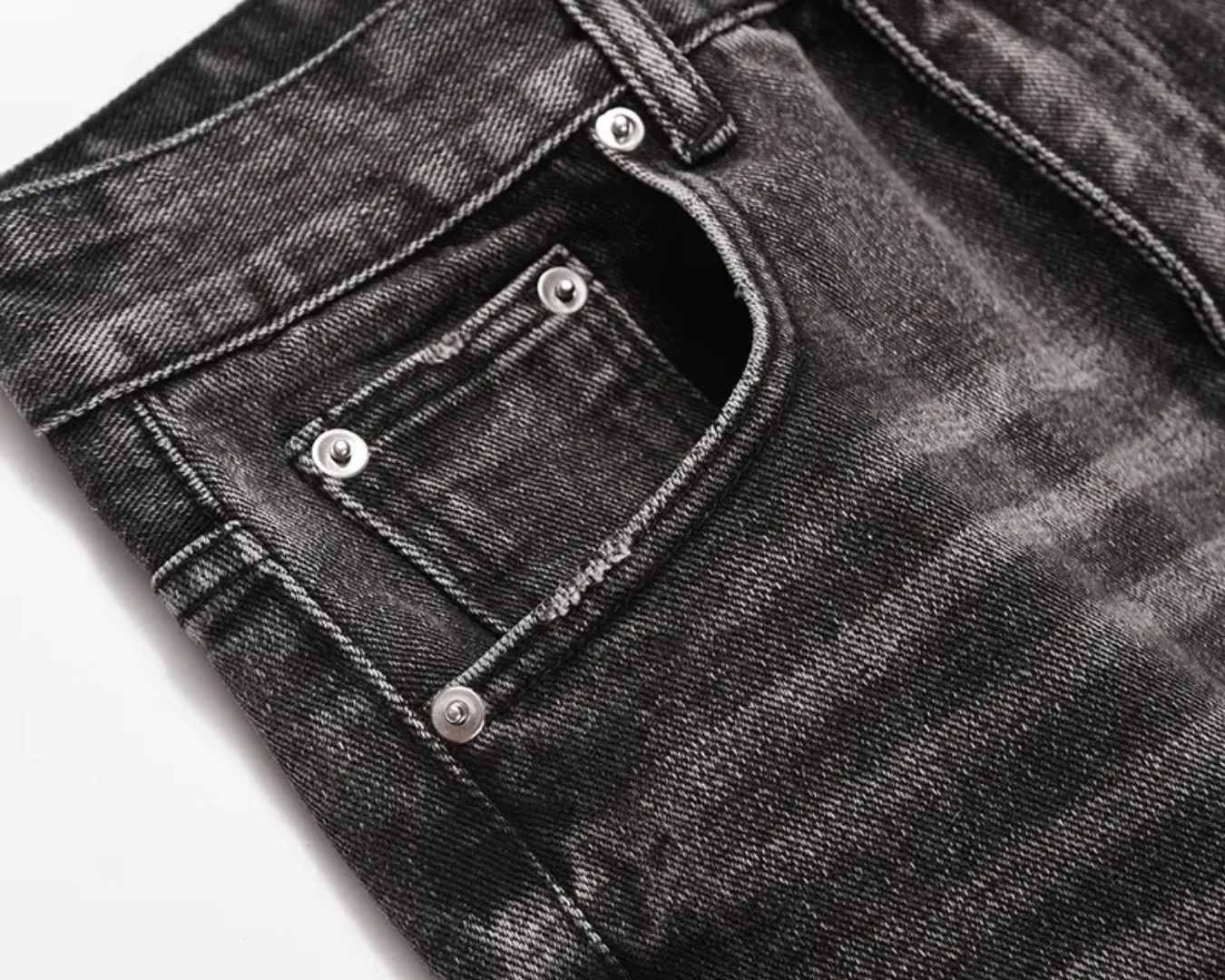 Japanese Brand Black straight flared denim washed Size US 29 - 5 Thumbnail