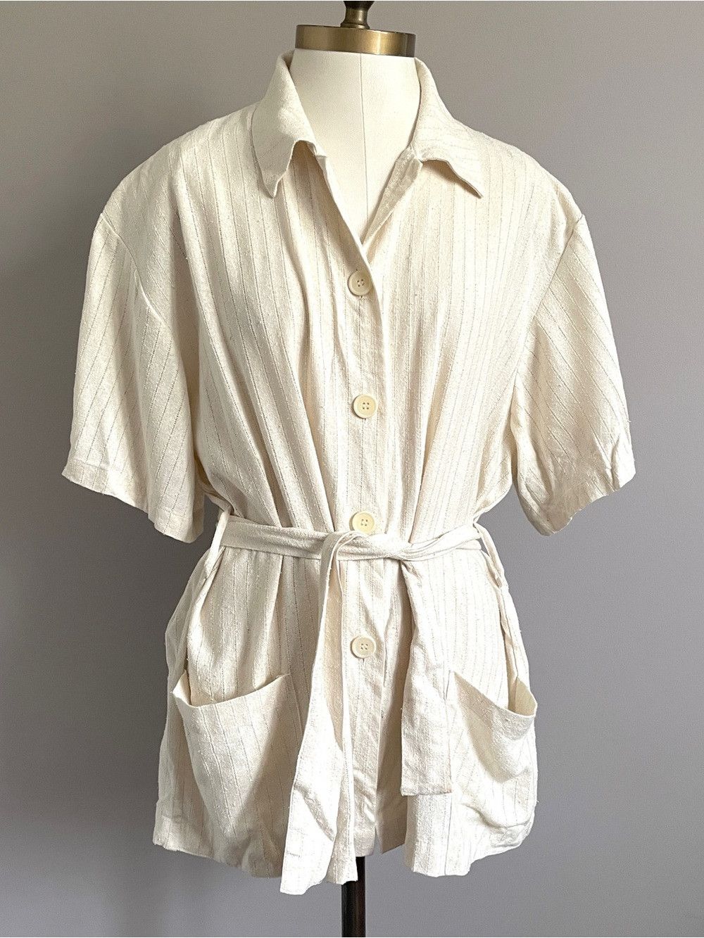 Vintage Vintage Raw Silk Short Sleeve Tunic Blouse Shirt - Large Size L / US 10 / IT 46 - 2 Thumbnail