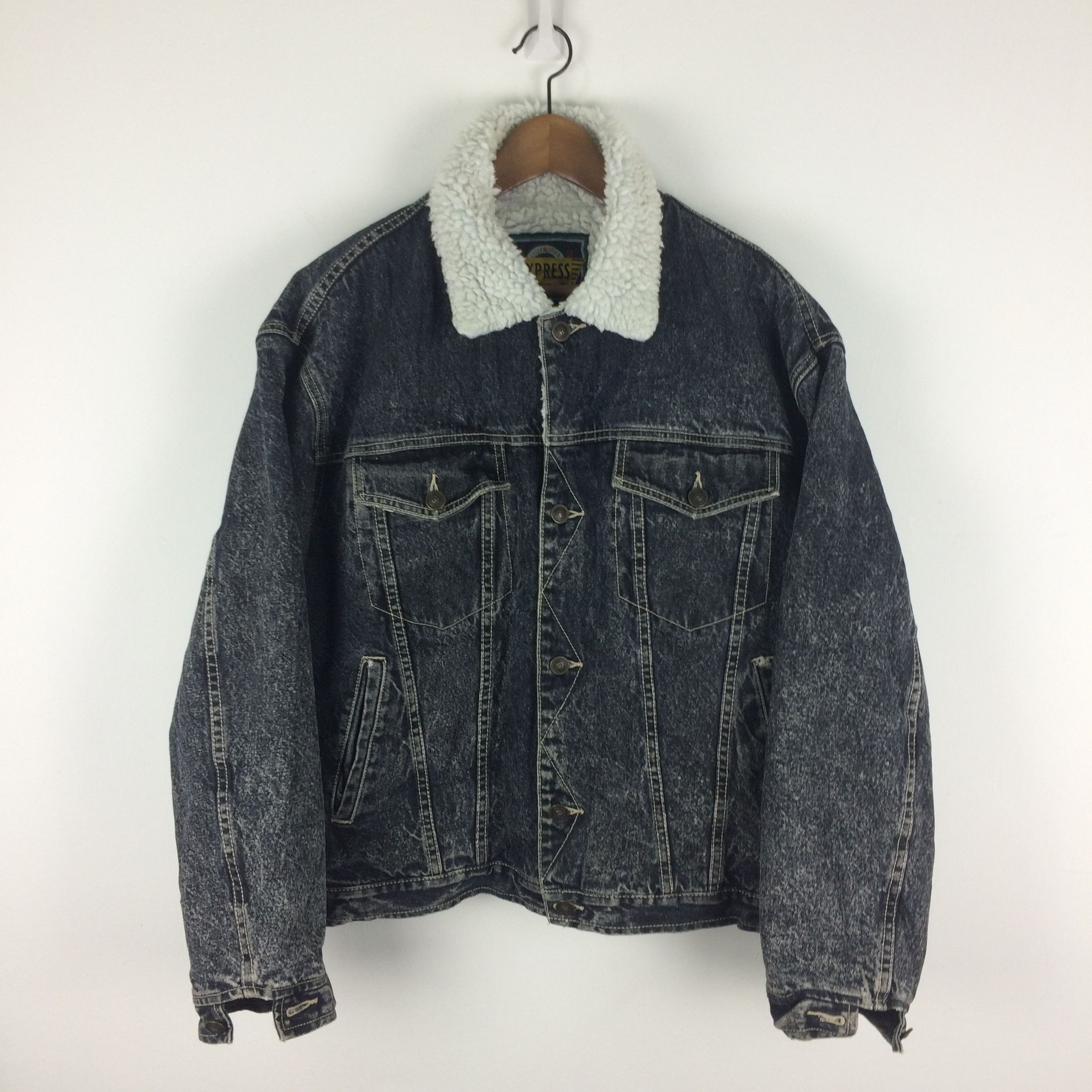 Vintage Z1 VTG EXPRESS HEAD COLLECTION SHERPA TRUCKER DENIM JACKET Size US XL / EU 56 / 4 - 1 Thumbnail