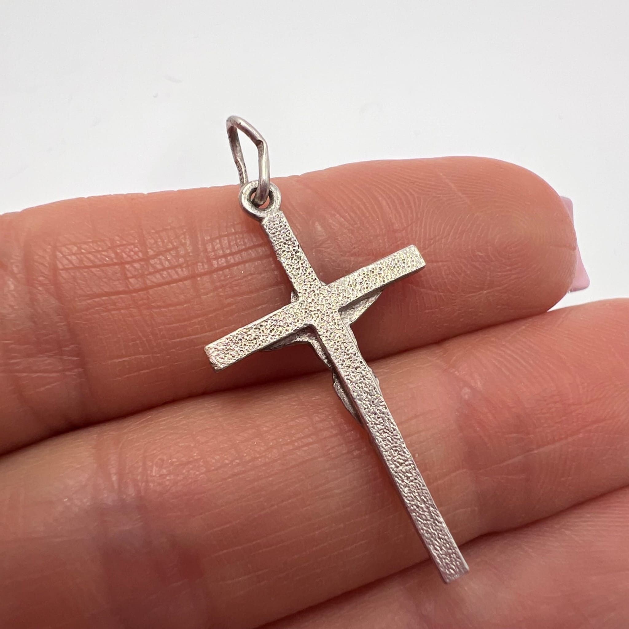 Vintage Solid 925 Sterling Silver Jesus Cross Pendant 1.35g Size ONE SIZE - 8 Thumbnail