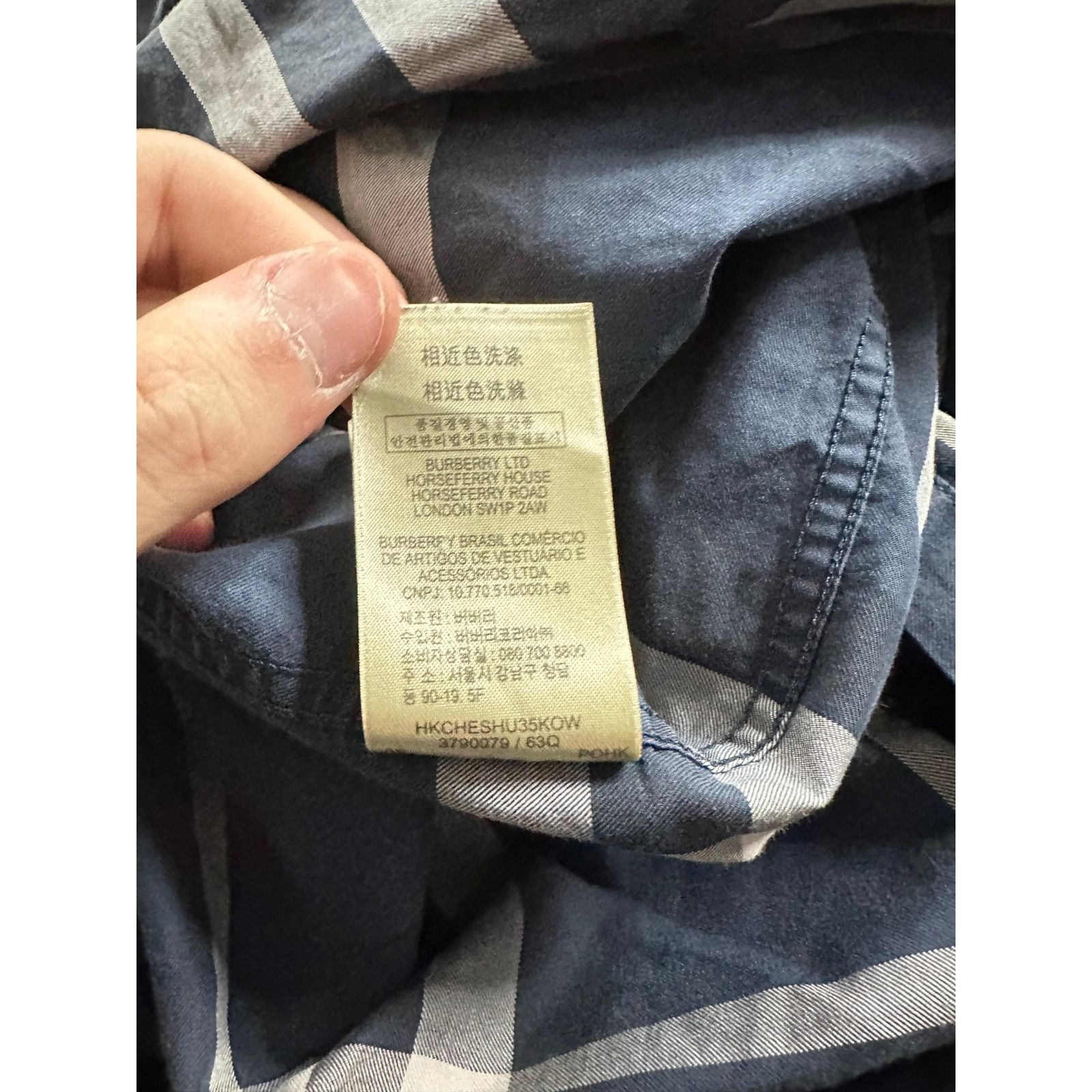 Burberry Burberry Stripe Polo Button Up Navy White Used Medium Size US M / EU 48-50 / 2 - 6 Thumbnail