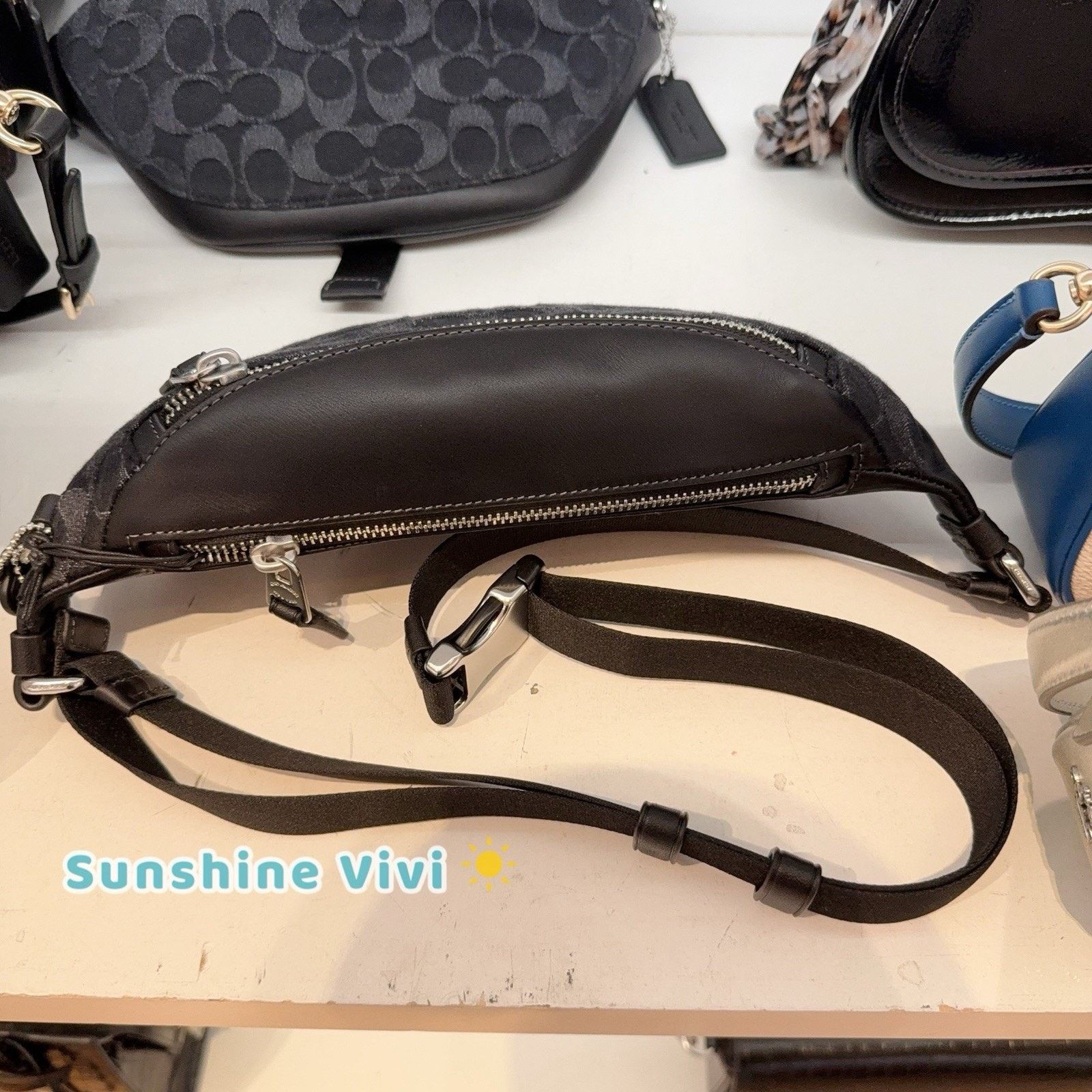 Coach NWT Coach Black Warren Mini Signature Denim Belt Bag CAJ43 Size ONE SIZE - 3 Thumbnail
