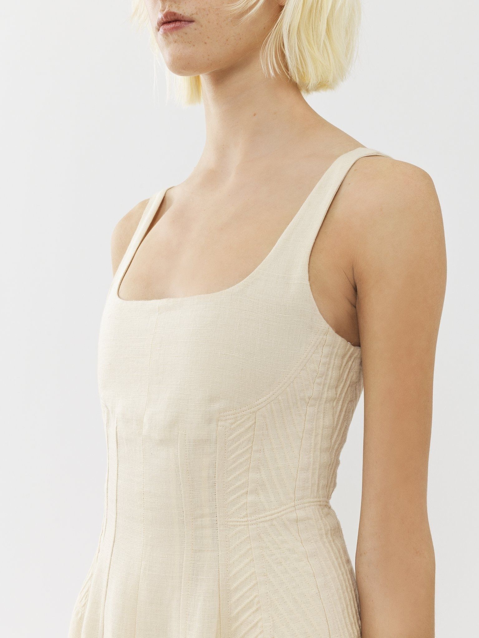 Chloe o1loc1c10425 Sleeveless Midi Dress in Coconut Milk Size L / US 10 / IT 46 - 5 Thumbnail