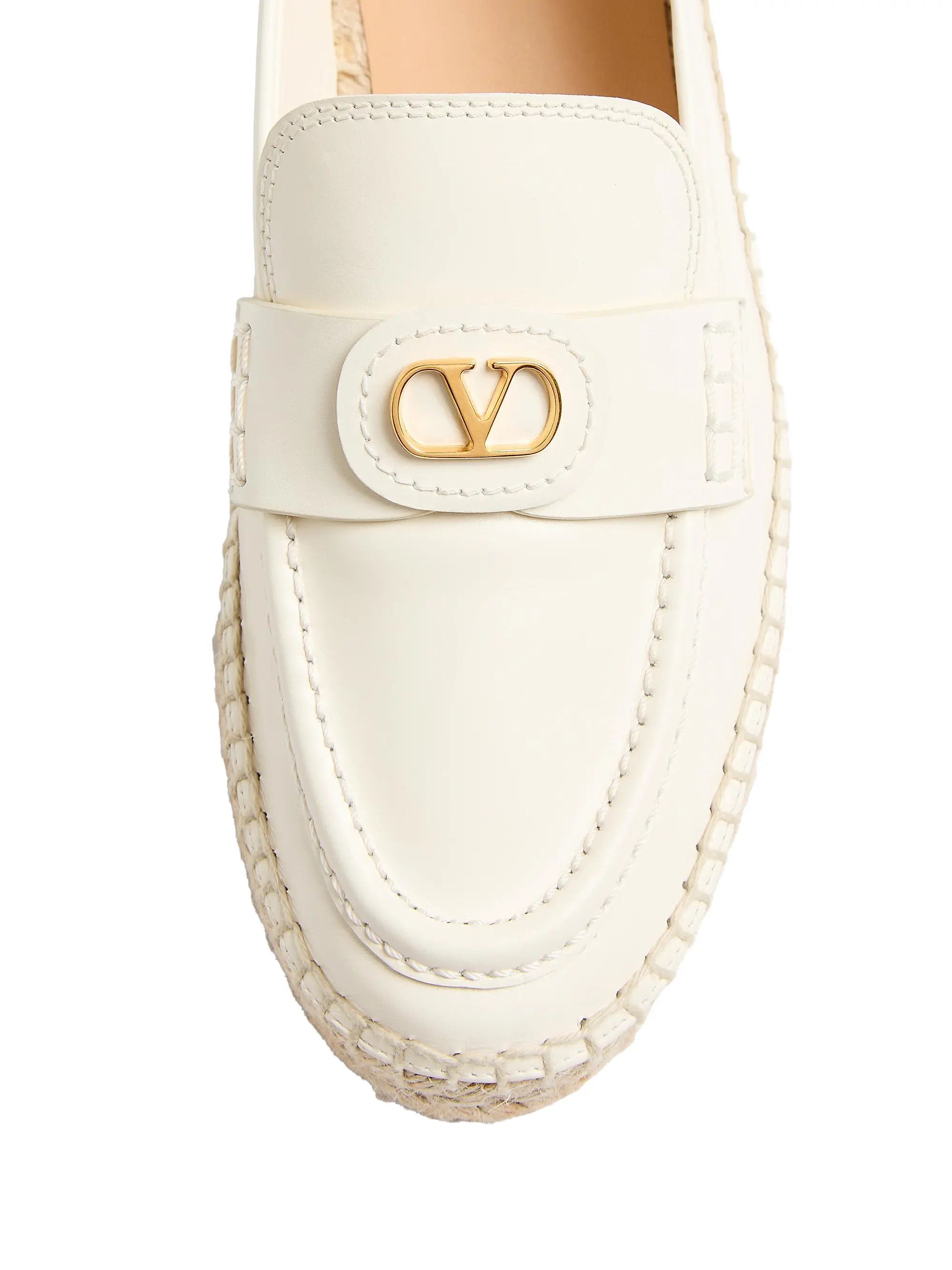 Valentino os11x0126 Vlogo Signature 20mm Calfskin Loafers in Ivory Size US 8 / IT 38 - 5 Thumbnail
