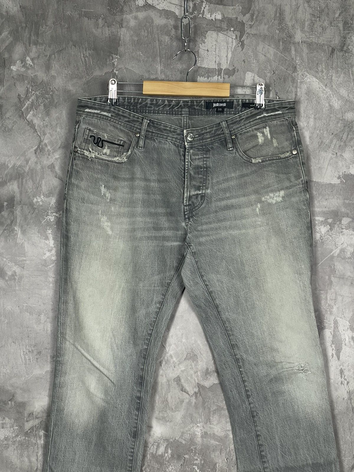 Just Cavalli × Vintage 00s Just Cavalli Vintage Y2K Glamour Retro Denim Pants Size US 33 - 9 Thumbnail