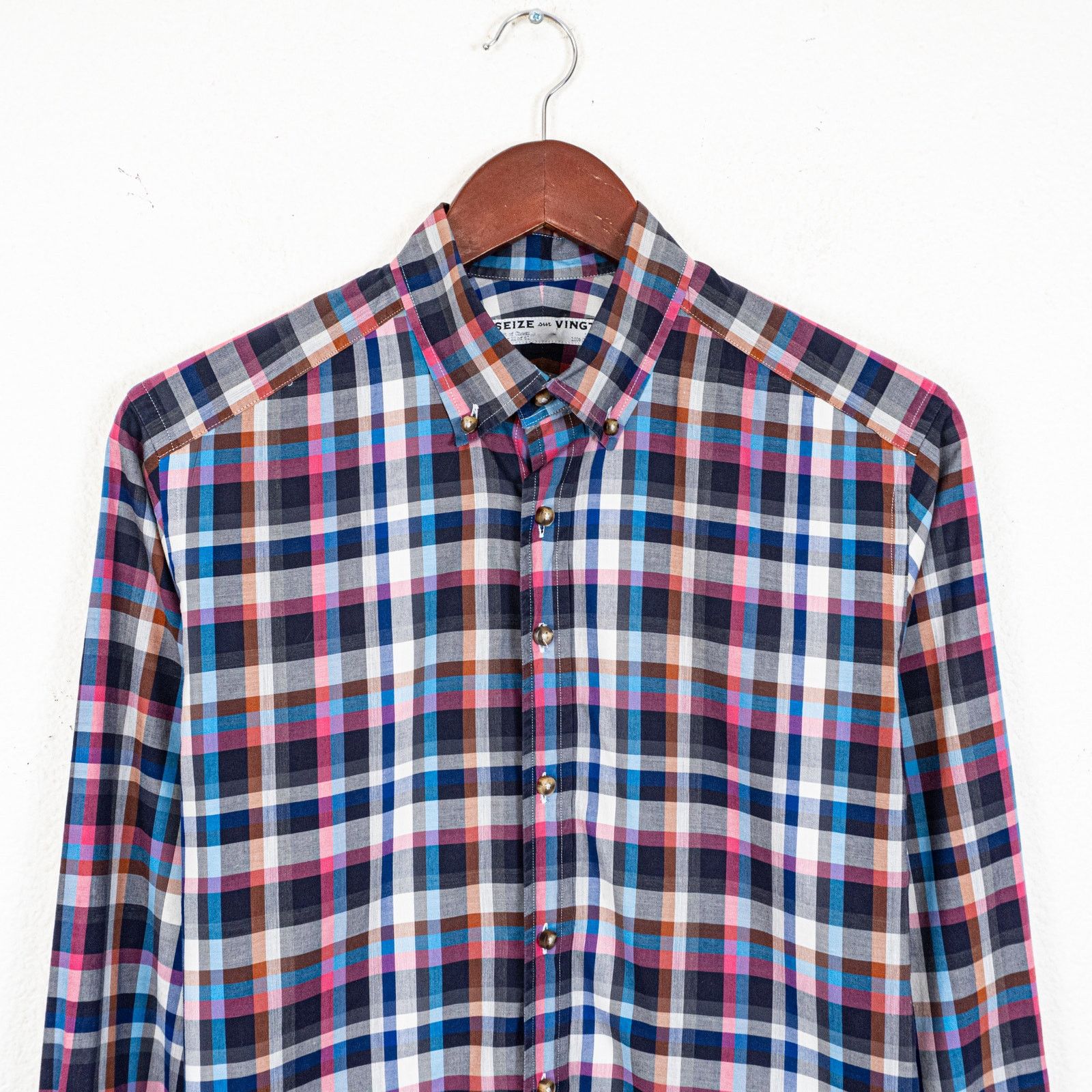 Seize sur Vingt Seize Sur Vingt Men's Button Down Shirt Multi color check Size US M / EU 48-50 / 2 - 3 Thumbnail