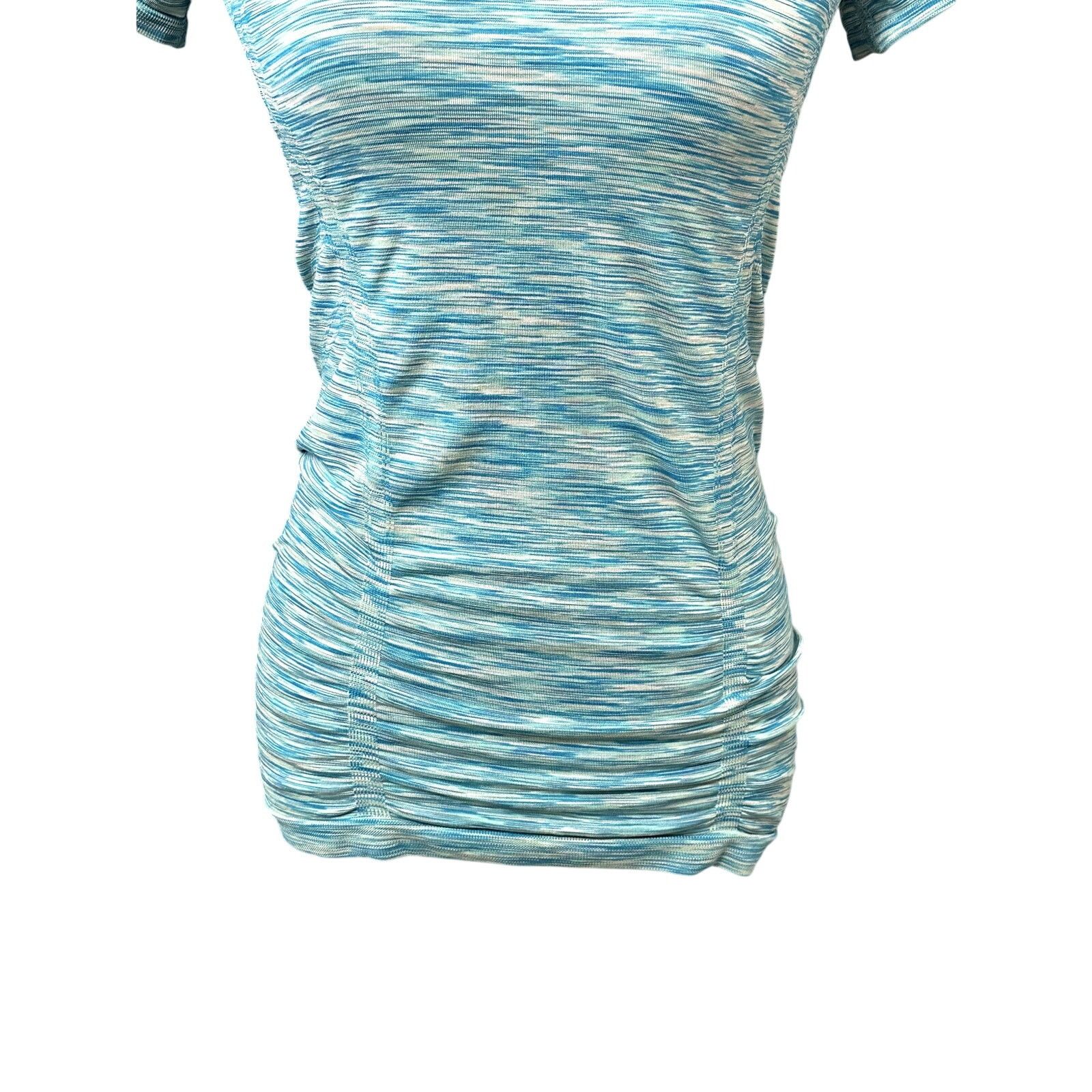 Other Athleta Activewear Top Space Dye Short Sleeve Ruched Blue XS Size XS / US 0-2 / IT 36-38 - 3 Thumbnail