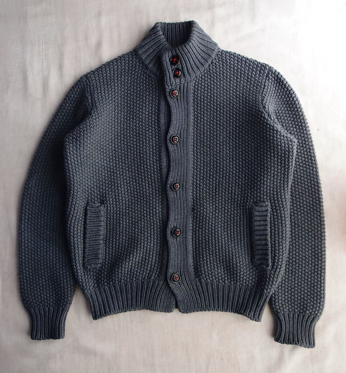 Drumohr Drumohr Low-Gauge Wool Knit Cardigan / Grey / Made in Italy Size US M / EU 48-50 / 2 - 2 Thumbnail