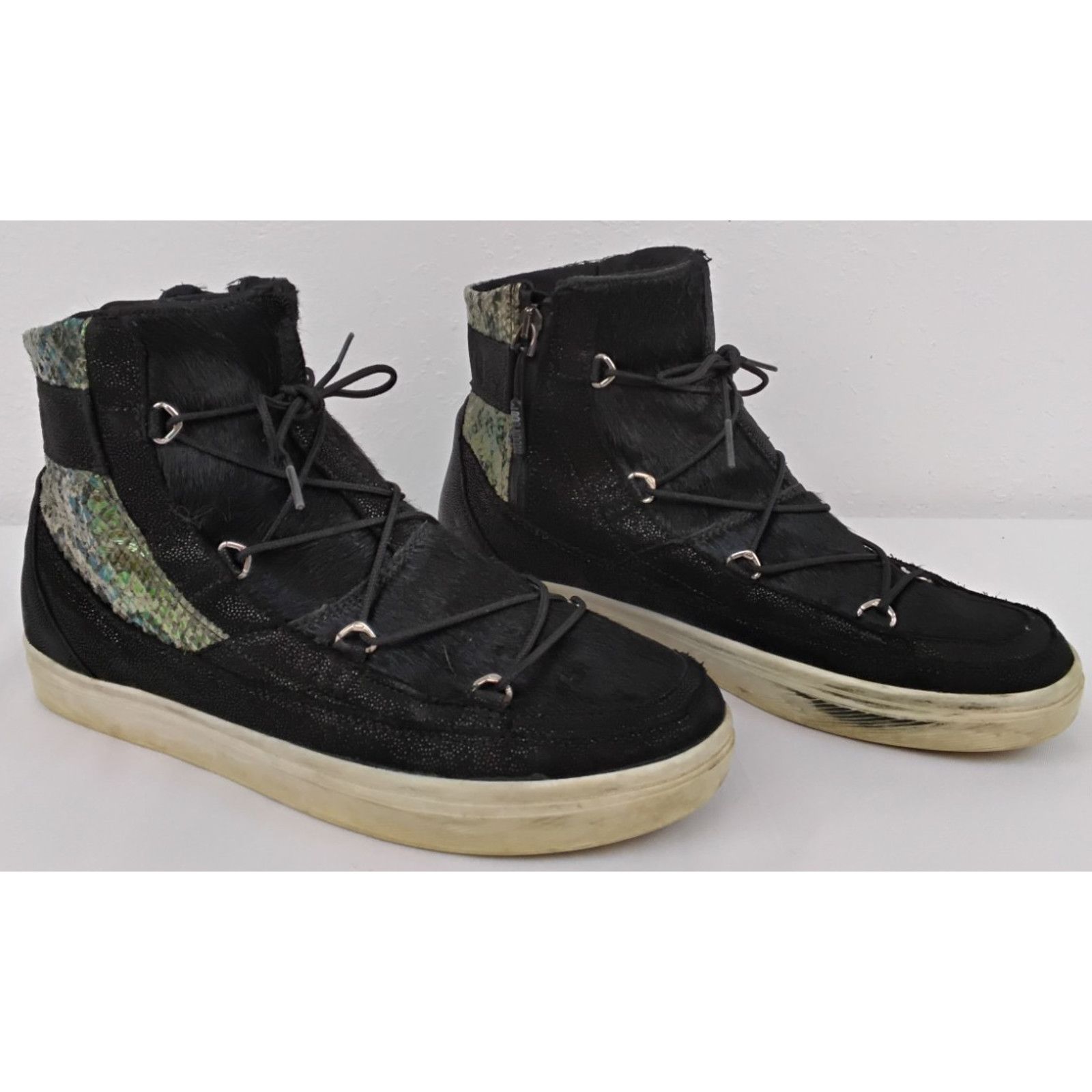 Moon Boot Moon Boot Sneakers Women's 9.5 Black Fur & Snake Print Size US 9.5 / IT 39.5 - 3 Thumbnail