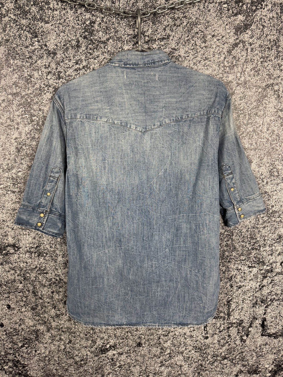 Allsaints Allsaints Suqi Shorts Sleeve Denim Shirt Snap Button Size M Size US M / EU 48-50 / 2 - 8 Thumbnail