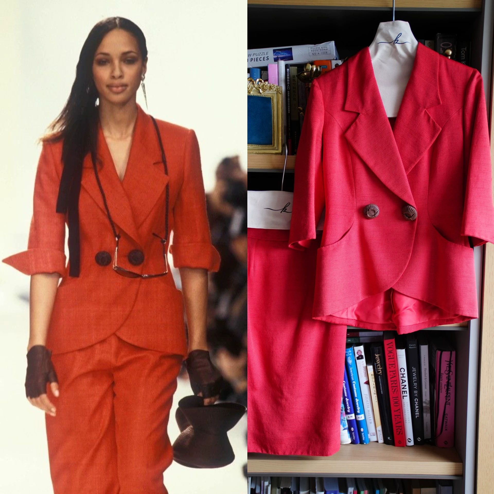Dior Vintage Dior 1994 SS Runway Silk Red Suit Skirt Set Fr38 S/M Size S / US 4 / IT 40 - 2 Thumbnail
