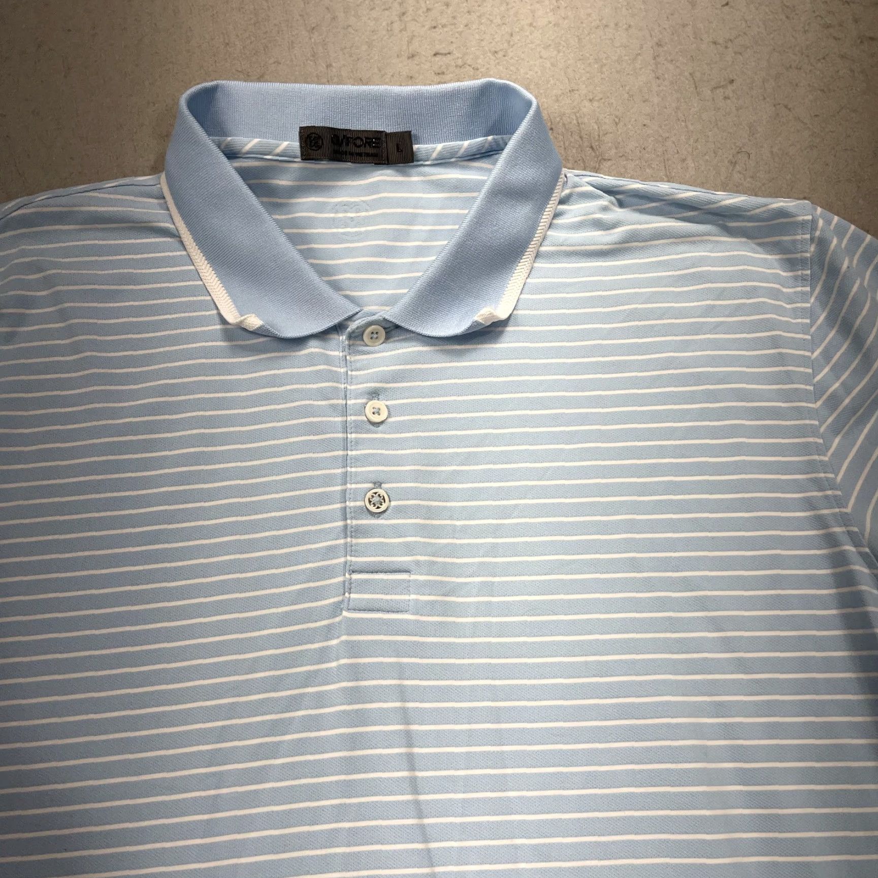 G/FORE G/Fore Polo Shirt Mens Large Blue Striped Golf Performance Perforated Stretch Size US L / EU 52-54 / 3 - 2 Thumbnail