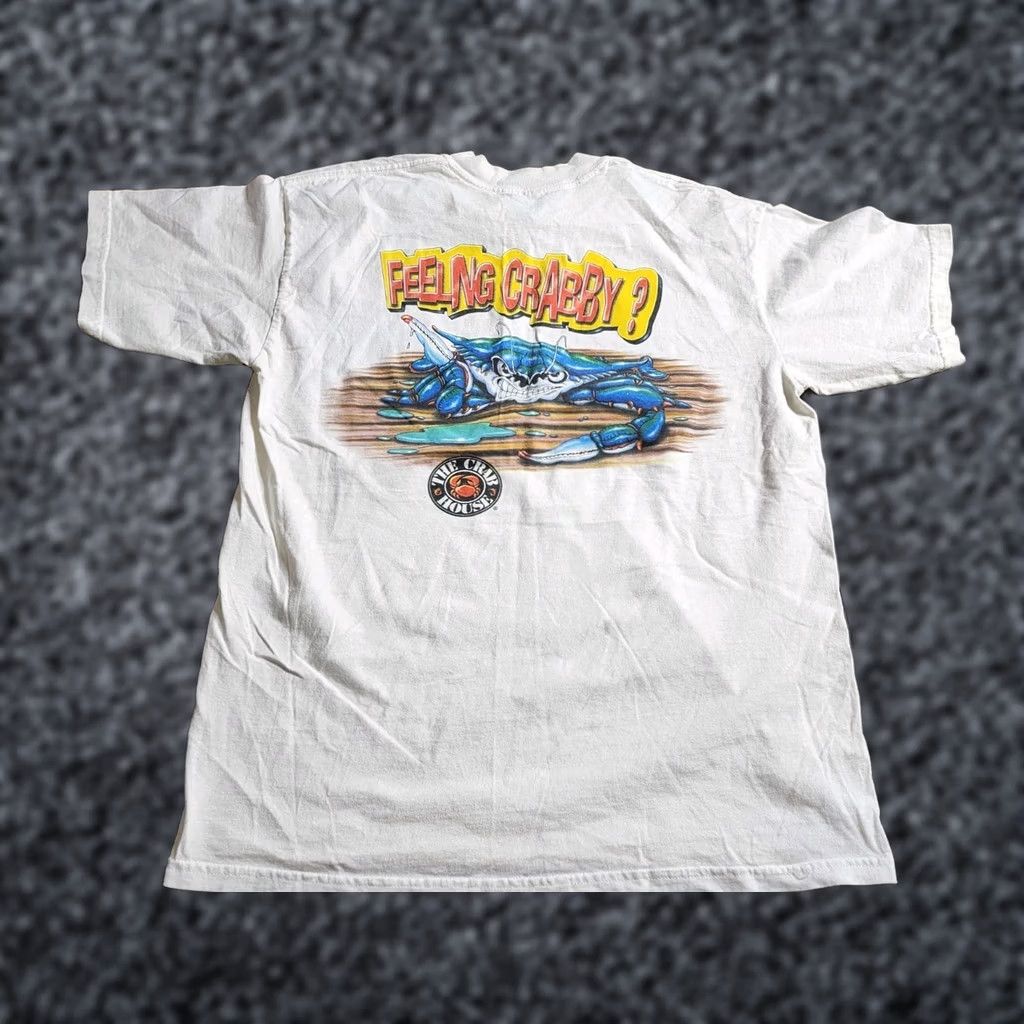 Gildan VINTAGE Gildan T-Shirt Mens L White Double-Sided Feelin Crabby? The Crab House FL Distressed Size US L / EU 52-54 / 3 - 1 Thumbnail
