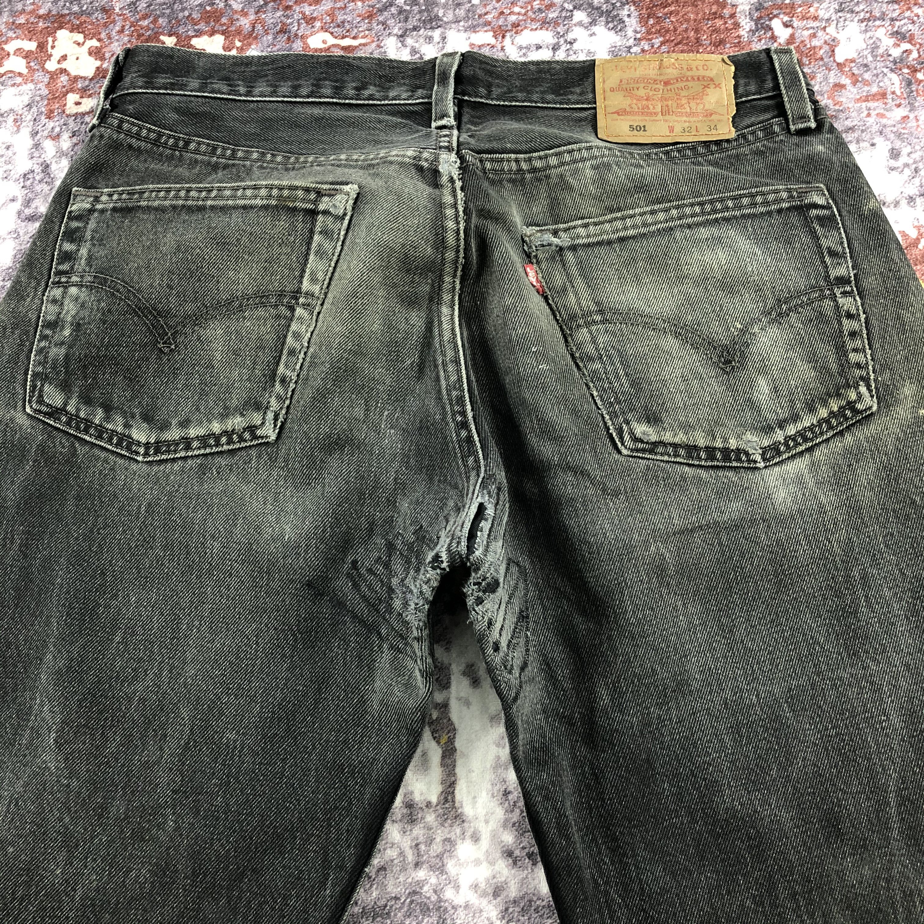Levi's Vintage 90s Ripped Levis 501 Earth Tone Jeans-JM2282 Size US 33 - 5 Thumbnail