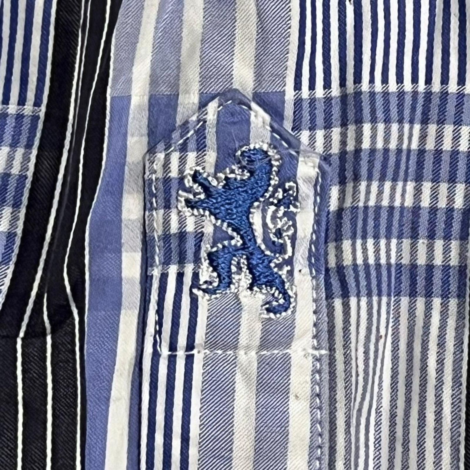 BUGATCHI Bugatchi Plaid Long Sleeve Blue Checkered Button-Up Shirt Size US M / EU 48-50 / 2 - 2 Thumbnail