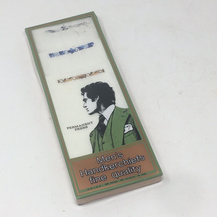 Vintage Vtg Men's Fine Quality Handkerchiefs Lot of 3 NIB Permanent