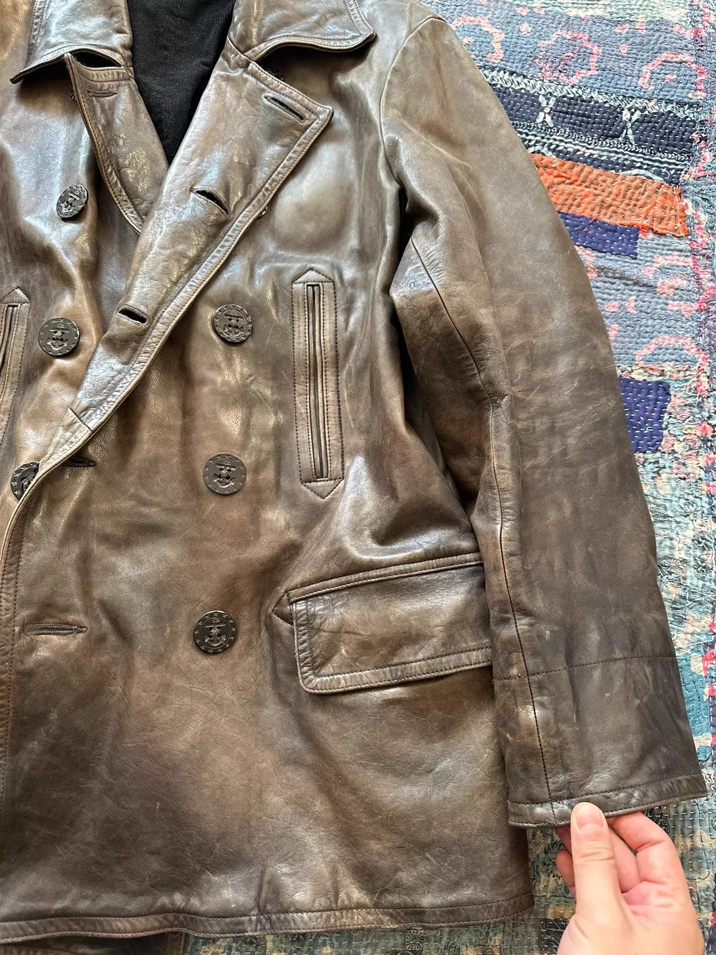 RRL Ralph Lauren RRL Distressed Color Wash Leather Coat L (XL Fit) Corduroy Size US L / EU 52-54 / 3 - 6 Thumbnail