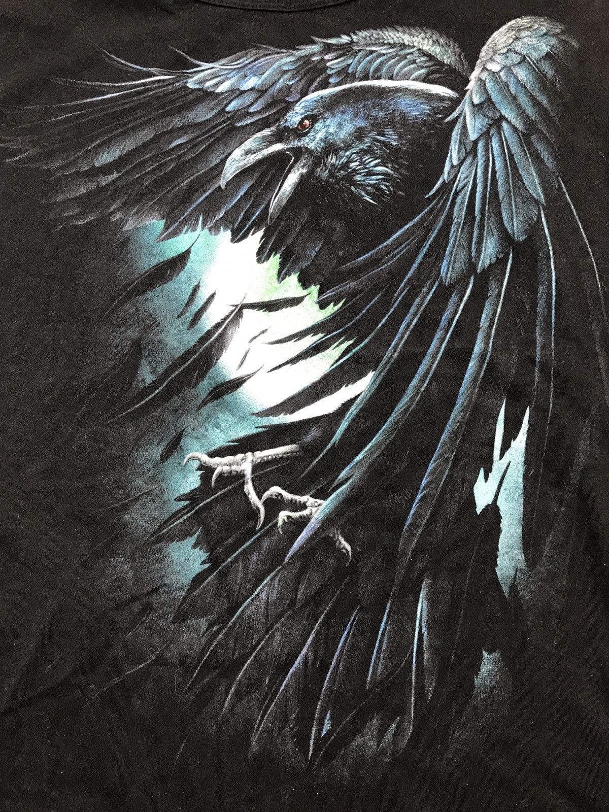 Japanese Brand × Vintage Vintage Spiral Raven Biker T Shirt Size US XL / EU 56 / 4 - 2 Thumbnail