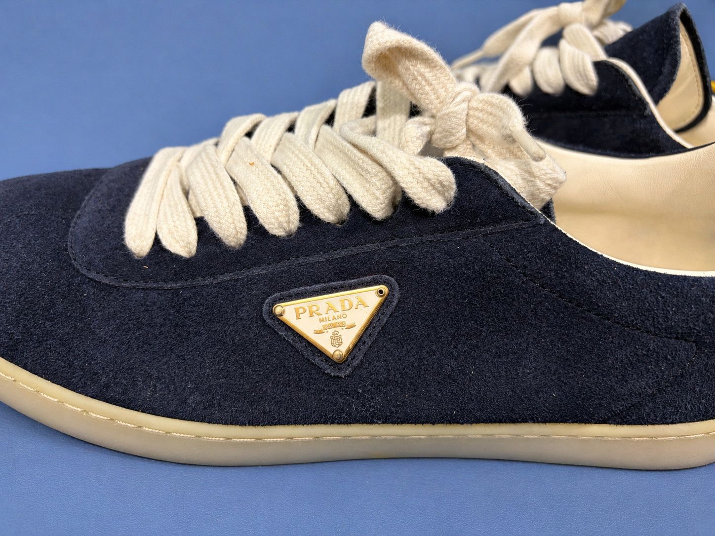 Prada Prada Lane Navy Suede Logo Sneakers 2EE394 Size US 8.5 / EU 41-42 - 2 Thumbnail