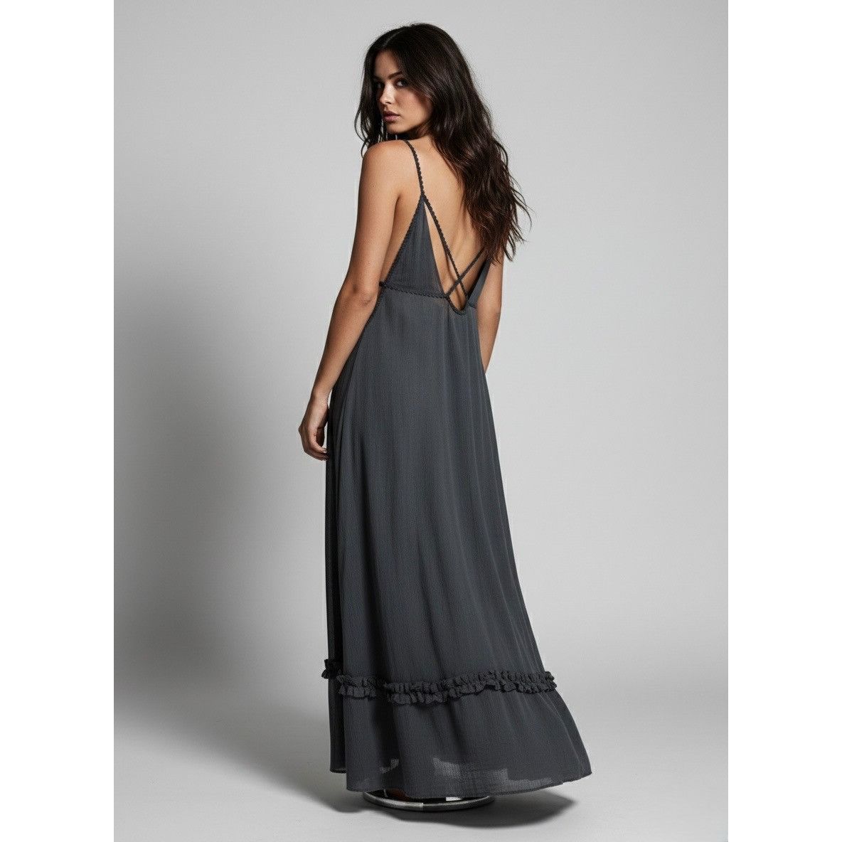 Free People RARE Vtg NWT Free People Gray Lace Crochet Maxi Slip Dress | Size M / US 6-8 / IT 42-44 - 19 Thumbnail