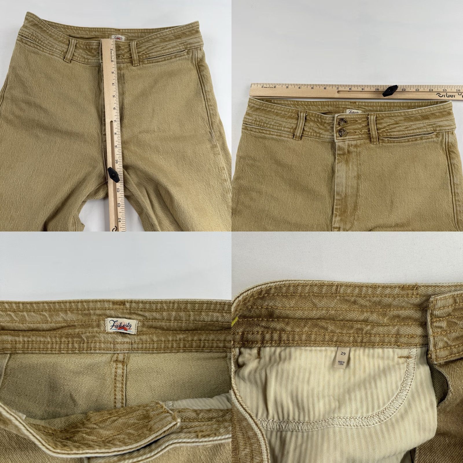 Faherty Faherty Pants Womens 29 Stretch Wide-Leg High Rise Tan Brown Chino Knit Casual Business Travel Regular Size 29 Women Brown Size 29" - 8 Thumbnail