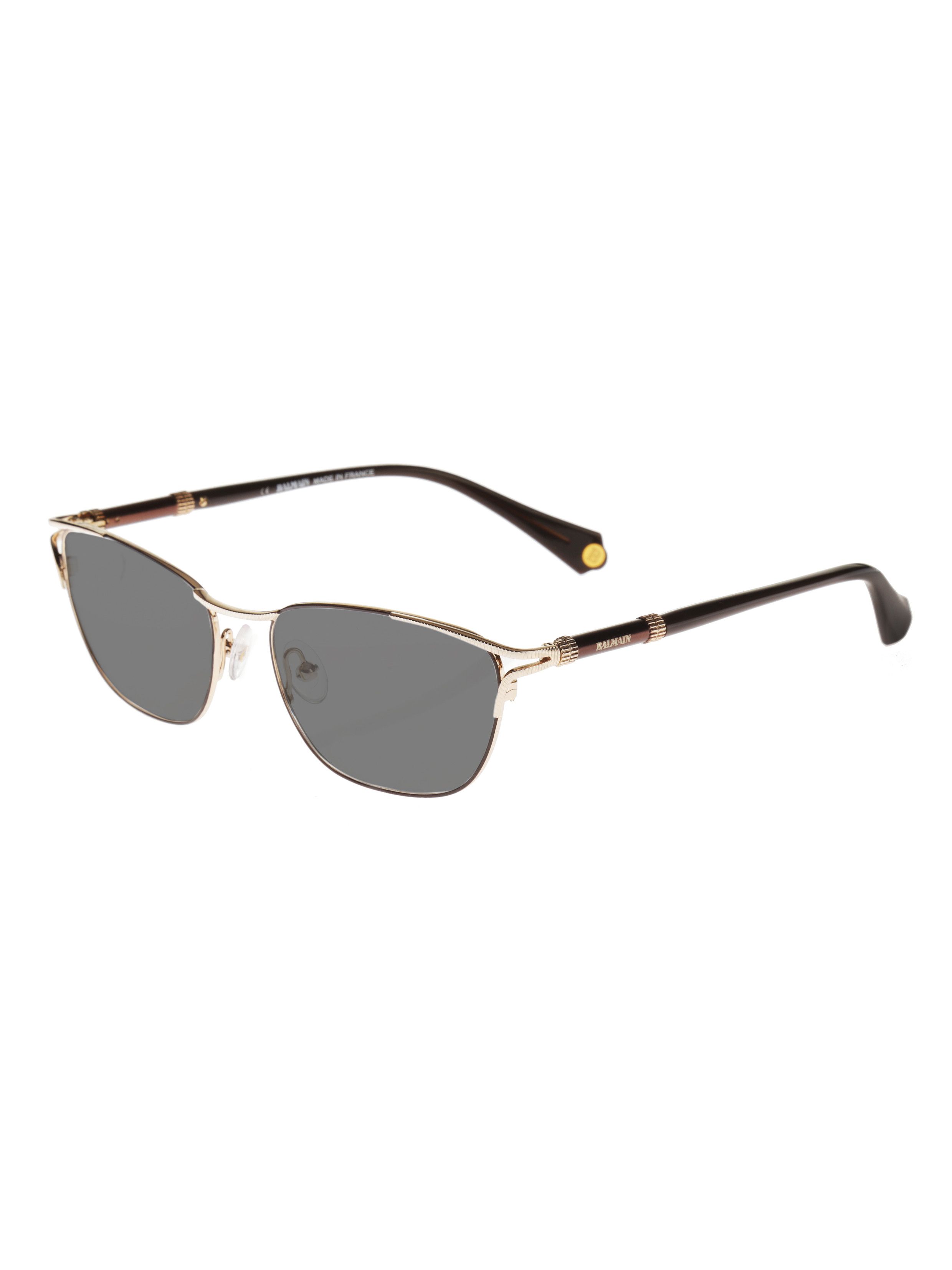 Balmain '00s Brown/Gold Oval Sunglasses Black