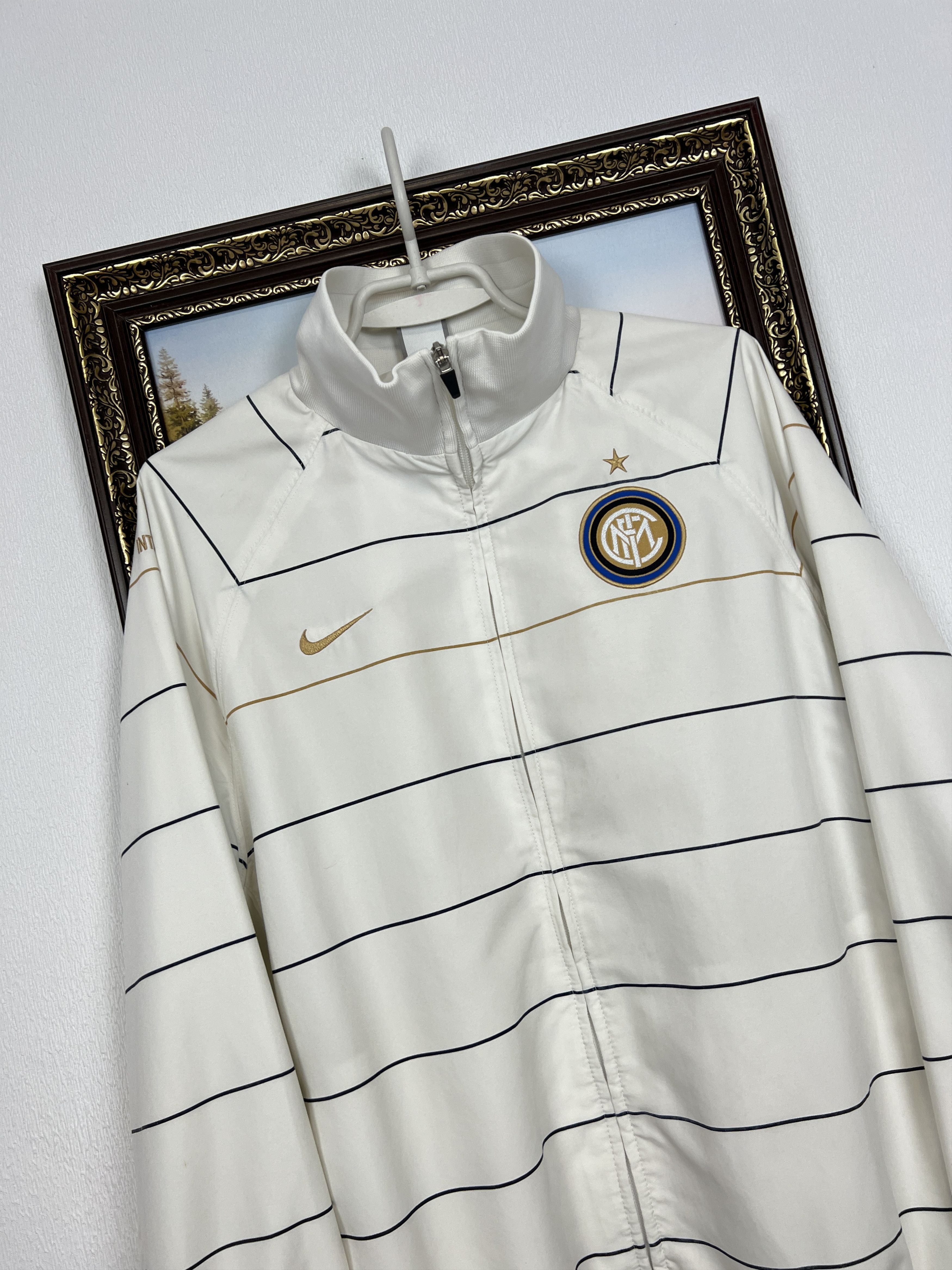 Vintage Nike Inter Milan Football Jacket Soccer White Zip