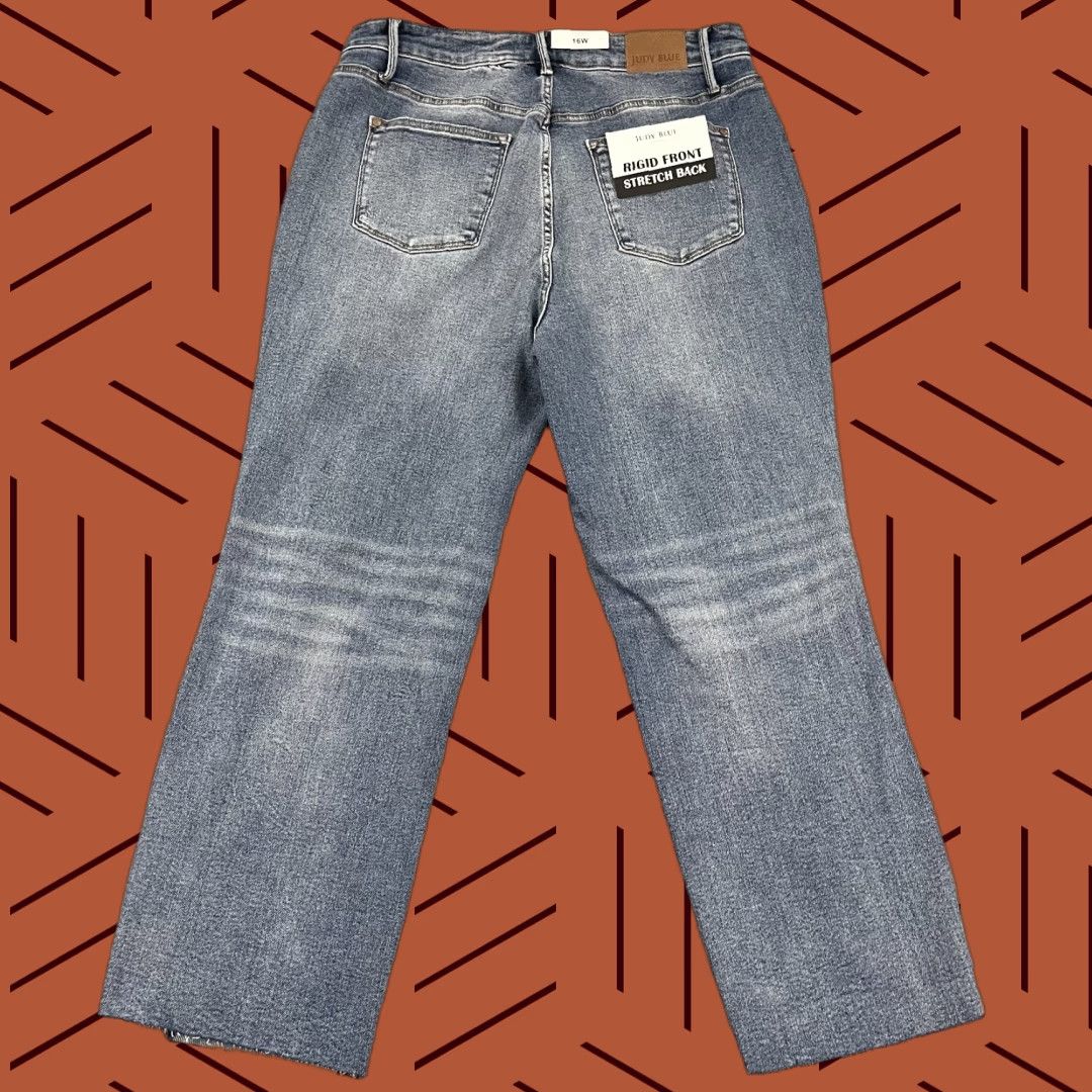 Vintage Judy Blue Jeans Women 16W / W36 L28 Straight Fit Distressed Stretch NEW Denim Jeans City College 90s Womens Size 38" / US 16 / IT 52 - 1 Thumbnail